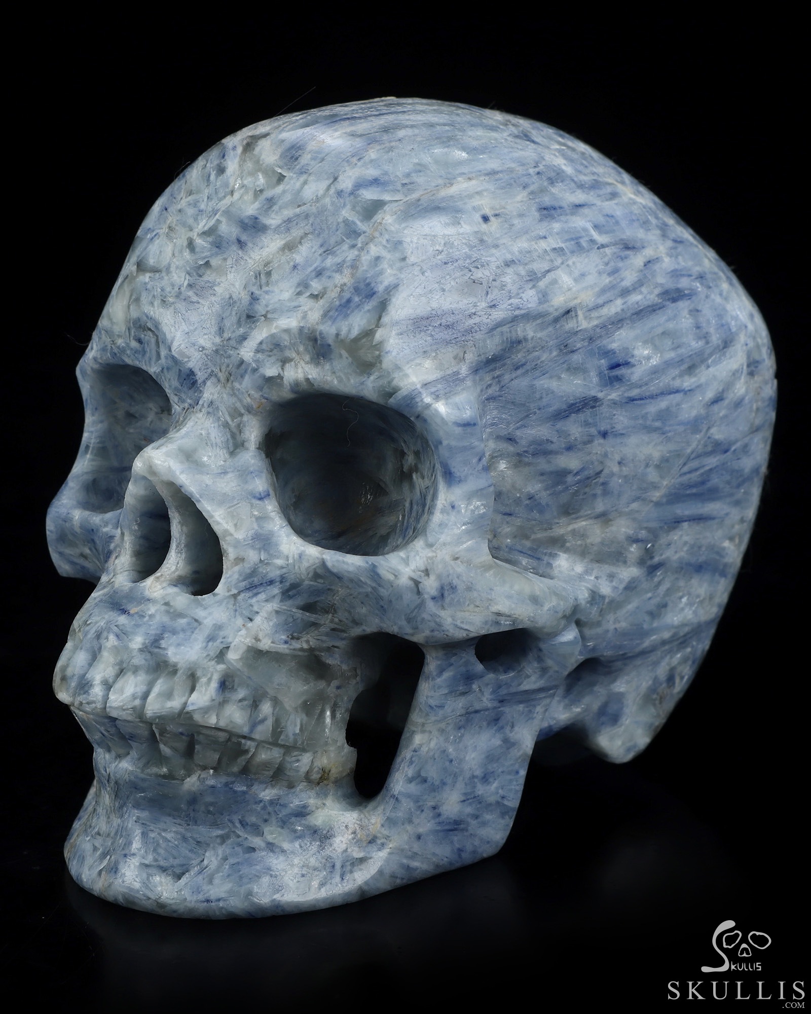 Gemstone 5.1" Kyanite Hand Carved Crystal Skull, Super Realistic, Crystal Healing Gemstone 5.1" Kyanite Hand Carved Crystal Skull, Super Realistic, Crystal Healing