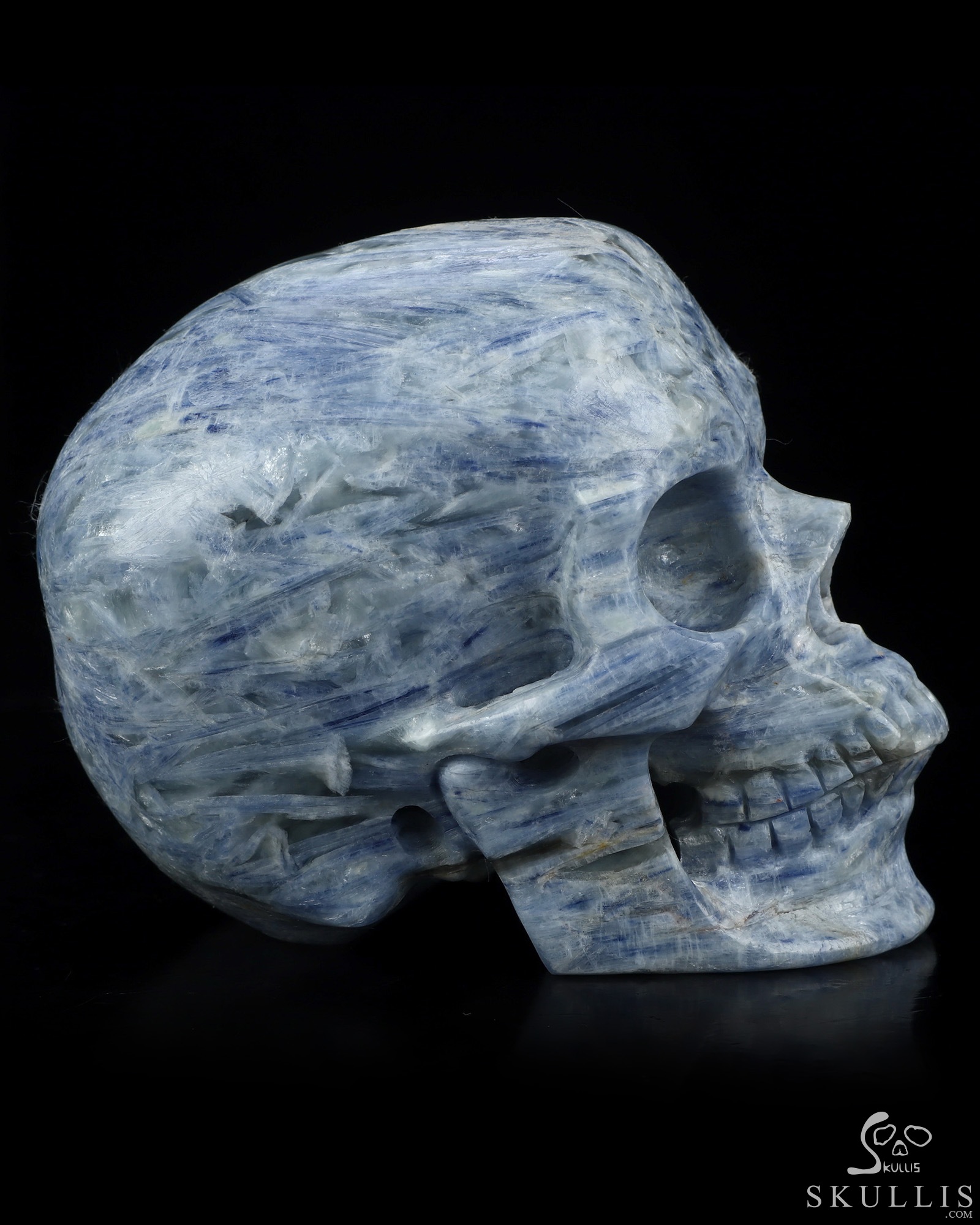 Gemstone 5.1" Kyanite Hand Carved Crystal Skull, Super Realistic, Crystal Healing Gemstone 5.1" Kyanite Hand Carved Crystal Skull, Super Realistic, Crystal Healing