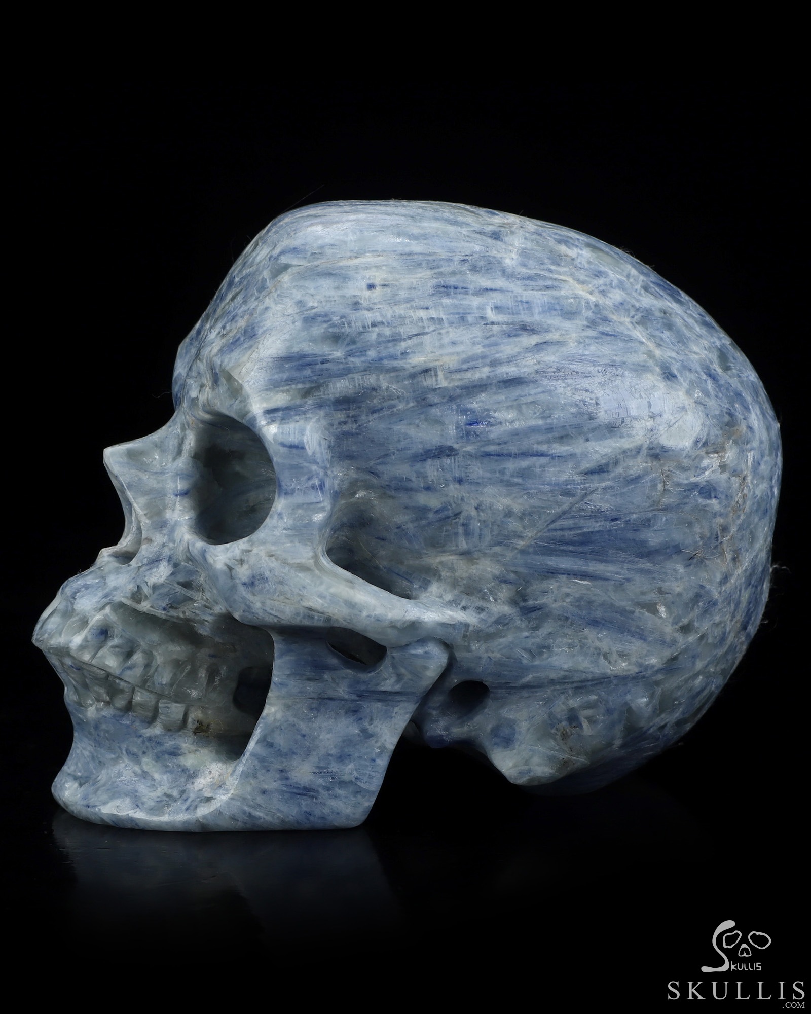 Gemstone 5.1" Kyanite Hand Carved Crystal Skull, Super Realistic, Crystal Healing Gemstone 5.1" Kyanite Hand Carved Crystal Skull, Super Realistic, Crystal Healing