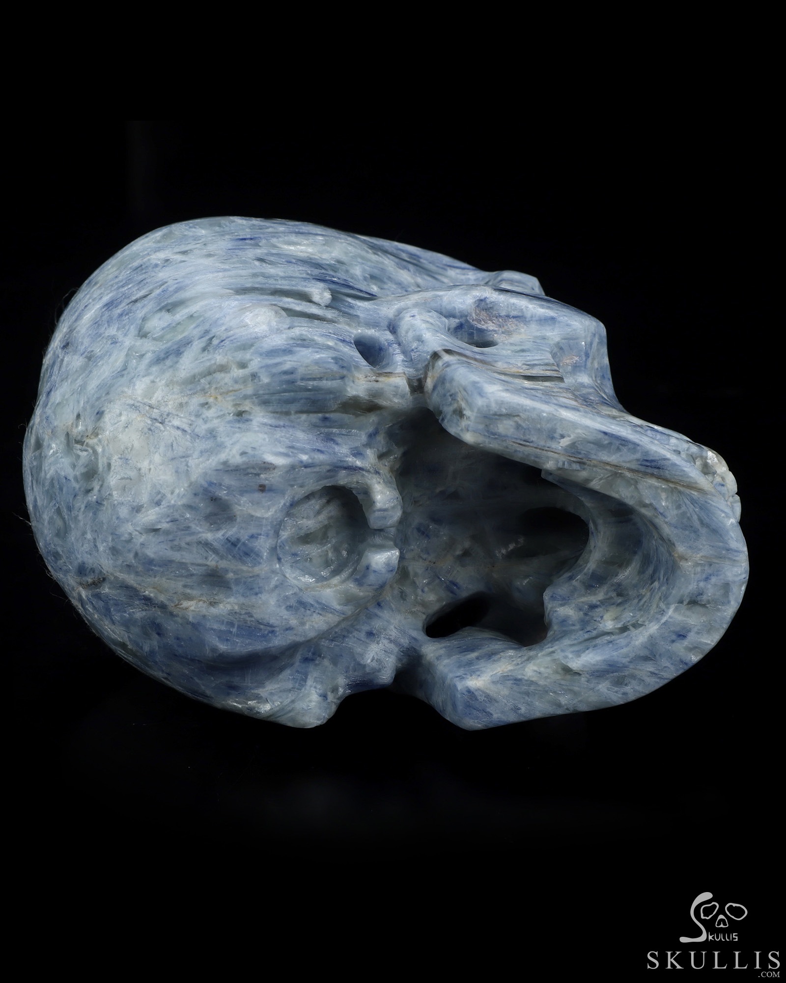 Gemstone 5.1" Kyanite Hand Carved Crystal Skull, Super Realistic, Crystal Healing Gemstone 5.1" Kyanite Hand Carved Crystal Skull, Super Realistic, Crystal Healing