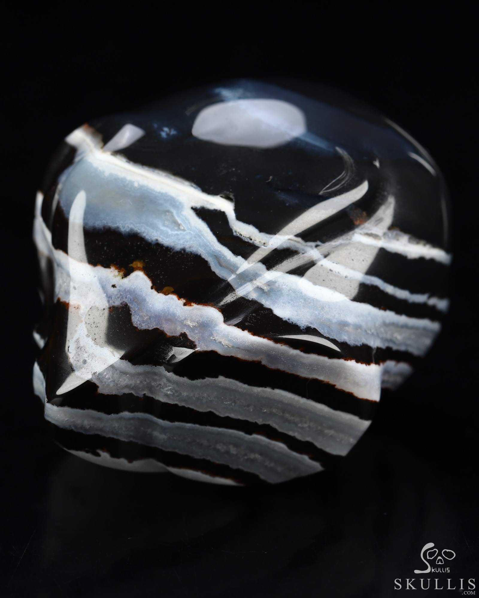 1.9" Black Zebra Agate Star Being Female Alien Crystal Skull Companion, Hand Carved Gemstone Fine Art Sculpture, Reiki Healing Stone Statue 1.9" Black Zebra Agate Star Being Female Alien Crystal Skull Companion, Hand Carved Gemstone Fine Art Sculpture, Reiki Healing Stone Statue