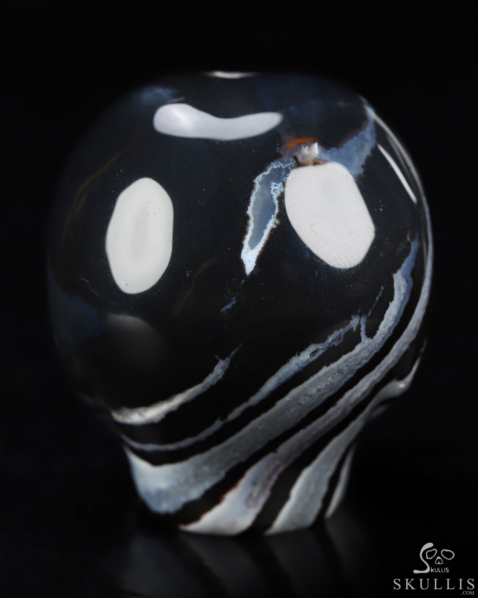 1.9" Black Zebra Agate Star Being Female Alien Crystal Skull Companion, Hand Carved Gemstone Fine Art Sculpture, Reiki Healing Stone Statue 1.9" Black Zebra Agate Star Being Female Alien Crystal Skull Companion, Hand Carved Gemstone Fine Art Sculpture, Reiki Healing Stone Statue