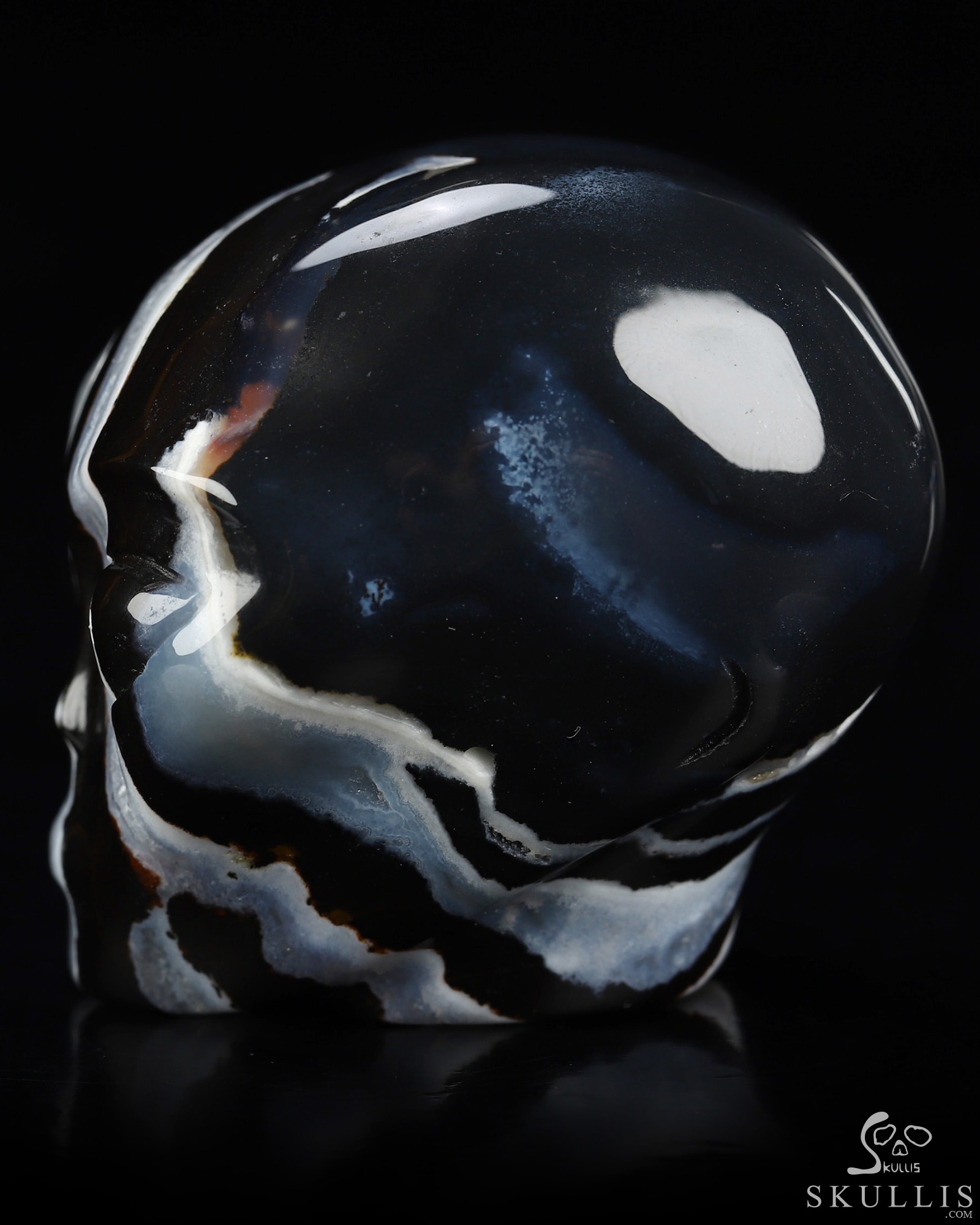 1.9" Black Zebra Agate Star Being Female Alien Crystal Skull Companion, Hand Carved Gemstone Fine Art Sculpture, Reiki Healing Stone Statue 1.9" Black Zebra Agate Star Being Female Alien Crystal Skull Companion, Hand Carved Gemstone Fine Art Sculpture, Reiki Healing Stone Statue