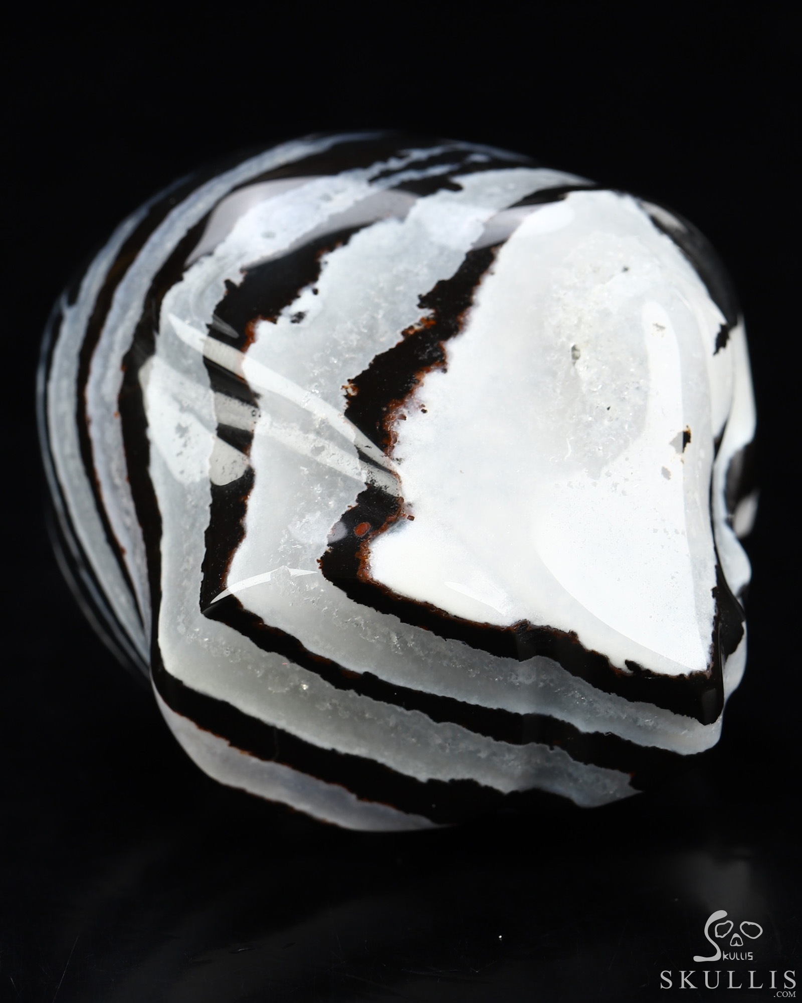 1.9" Black Zebra Agate Star Being Female Alien Crystal Skull Companion, Hand Carved Gemstone Fine Art Sculpture, Reiki Healing Stone Statue 1.9" Black Zebra Agate Star Being Female Alien Crystal Skull Companion, Hand Carved Gemstone Fine Art Sculpture, Reiki Healing Stone Statue