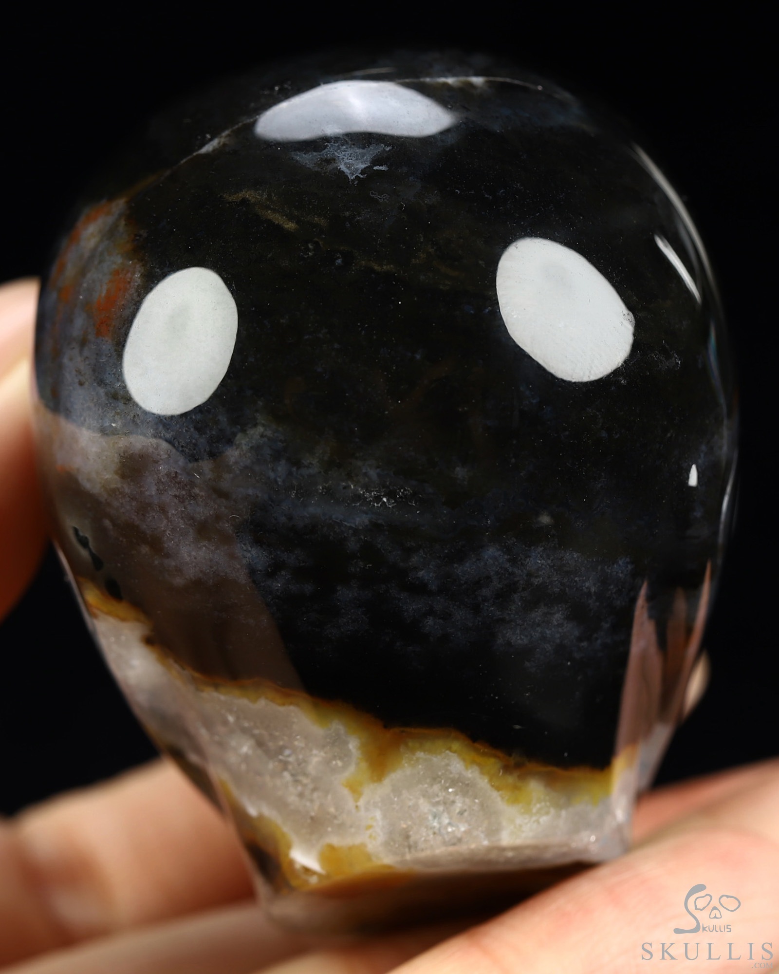 1.9" Black Zebra Agate Star Being Female Alien Crystal Skull Companion, Hand Carved Gemstone Fine Art Sculpture, Reiki Healing Stone Statue 1.9" Black Zebra Agate Star Being Female Alien Crystal Skull Companion, Hand Carved Gemstone Fine Art Sculpture, Reiki Healing Stone Statue