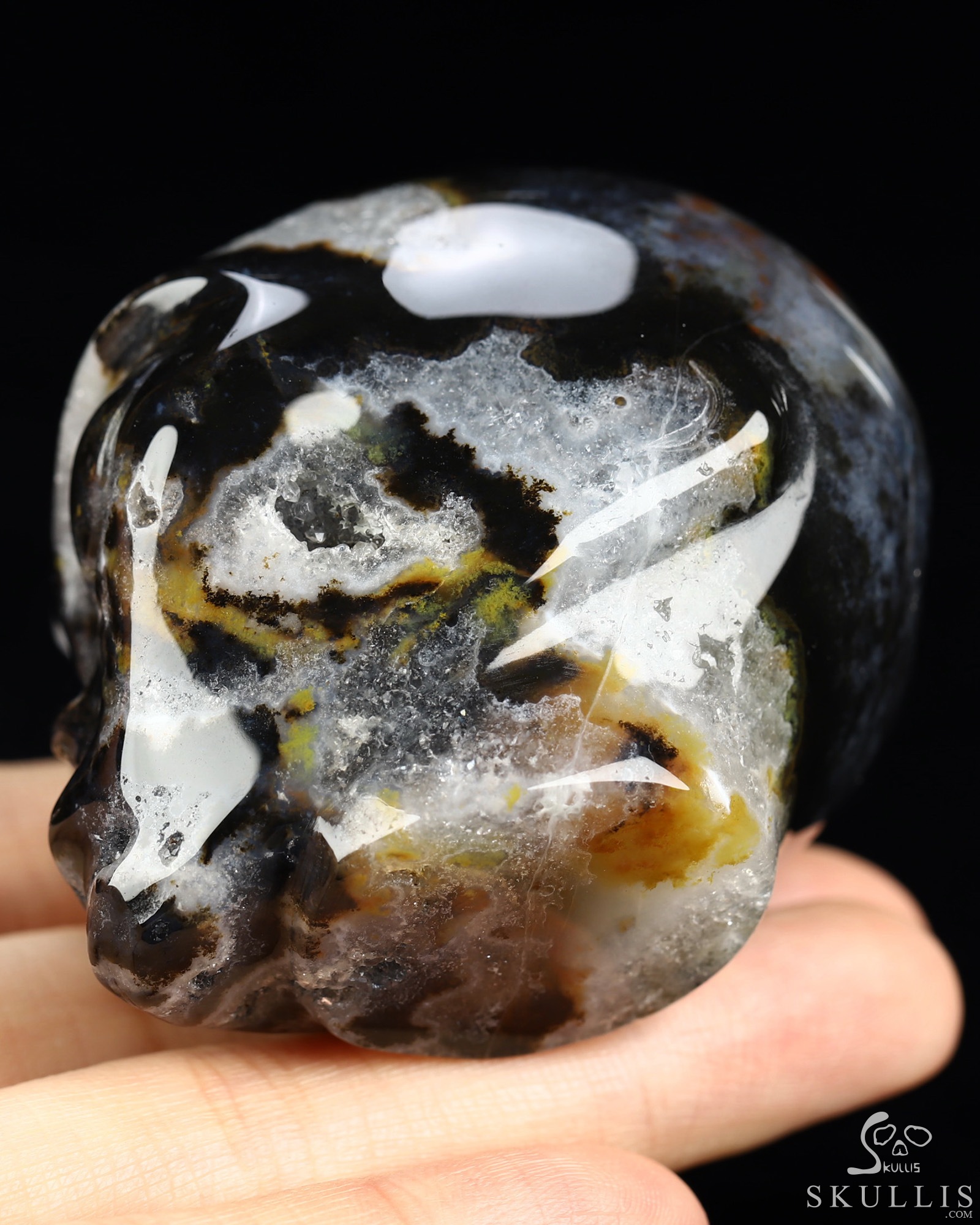 1.9" Black Zebra Agate Star Being Female Alien Crystal Skull Companion, Hand Carved Gemstone Fine Art Sculpture, Reiki Healing Stone Statue 1.9" Black Zebra Agate Star Being Female Alien Crystal Skull Companion, Hand Carved Gemstone Fine Art Sculpture, Reiki Healing Stone Statue