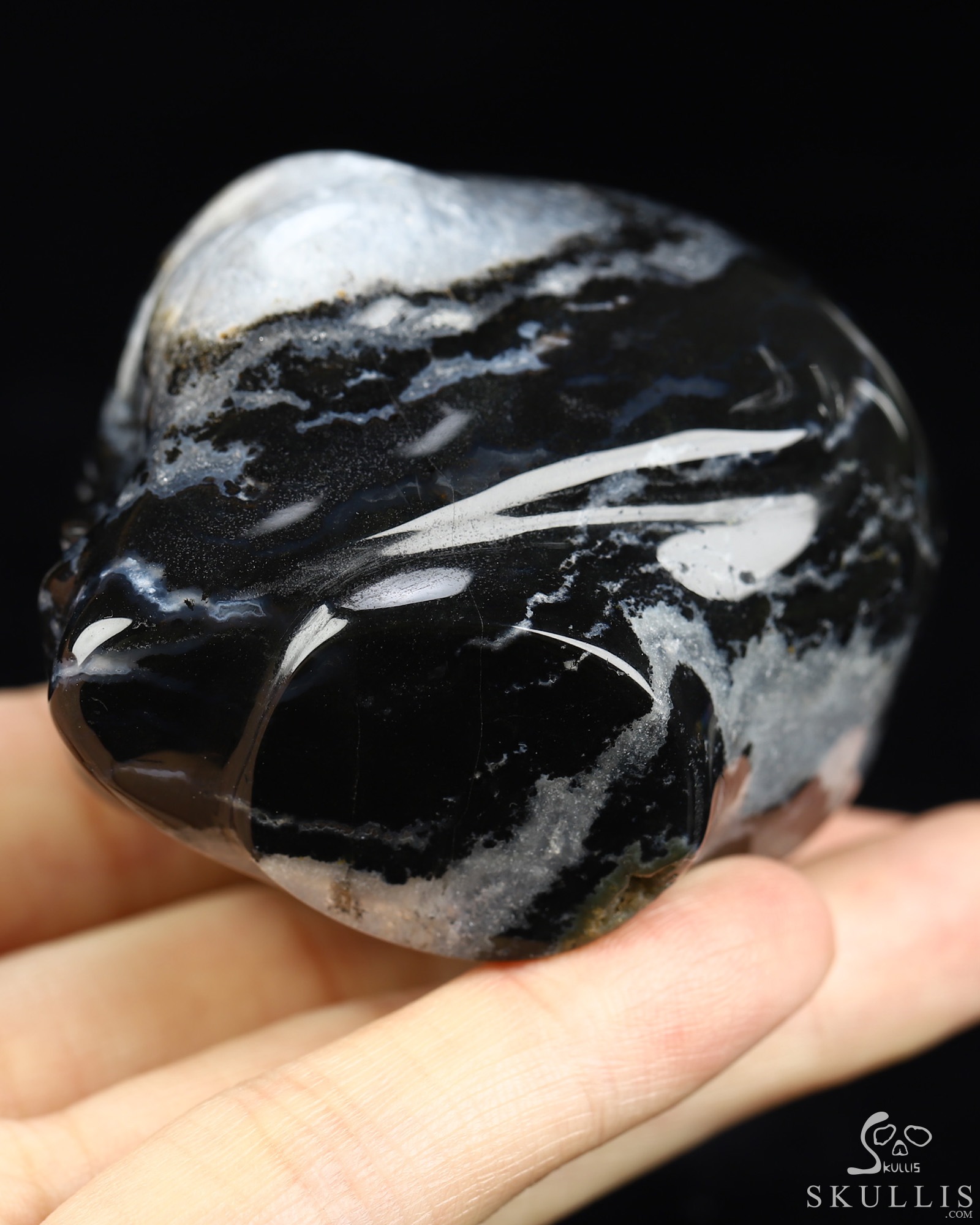 1.9" Black Zebra Agate Star Being Female Alien Crystal Skull Companion, Hand Carved Gemstone Fine Art Sculpture, Reiki Healing Stone Statue 1.9" Black Zebra Agate Star Being Female Alien Crystal Skull Companion, Hand Carved Gemstone Fine Art Sculpture, Reiki Healing Stone Statue