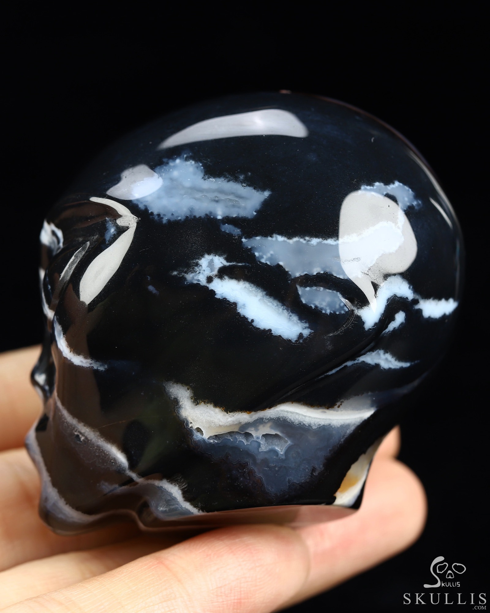 1.9" Black Zebra Agate Star Being Female Alien Crystal Skull Companion, Hand Carved Gemstone Fine Art Sculpture, Reiki Healing Stone Statue 1.9" Black Zebra Agate Star Being Female Alien Crystal Skull Companion, Hand Carved Gemstone Fine Art Sculpture, Reiki Healing Stone Statue