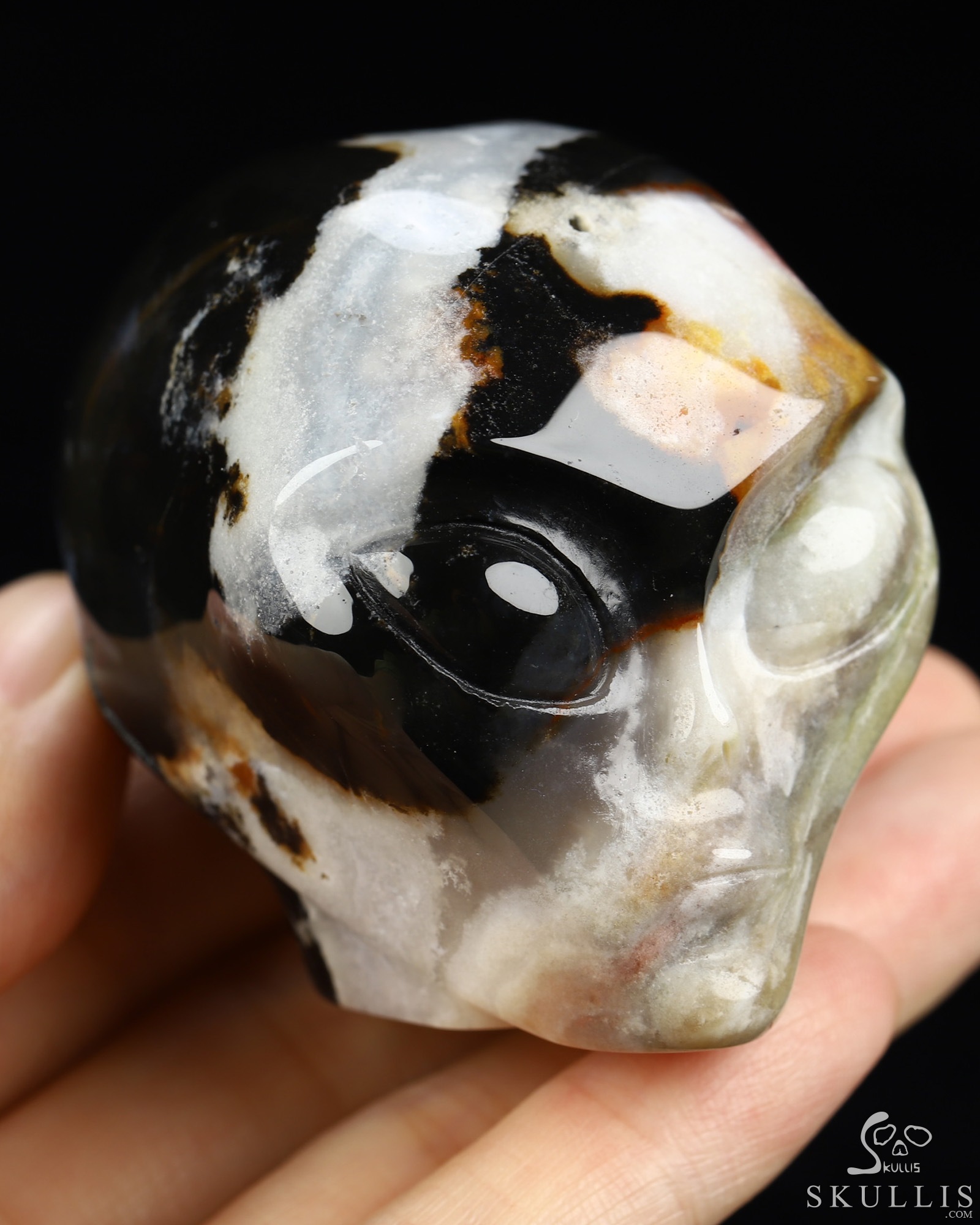 1.9" Black Zebra Agate Star Being Female Alien Crystal Skull Companion, Hand Carved Gemstone Fine Art Sculpture, Reiki Healing Stone Statue 1.9" Black Zebra Agate Star Being Female Alien Crystal Skull Companion, Hand Carved Gemstone Fine Art Sculpture, Reiki Healing Stone Statue