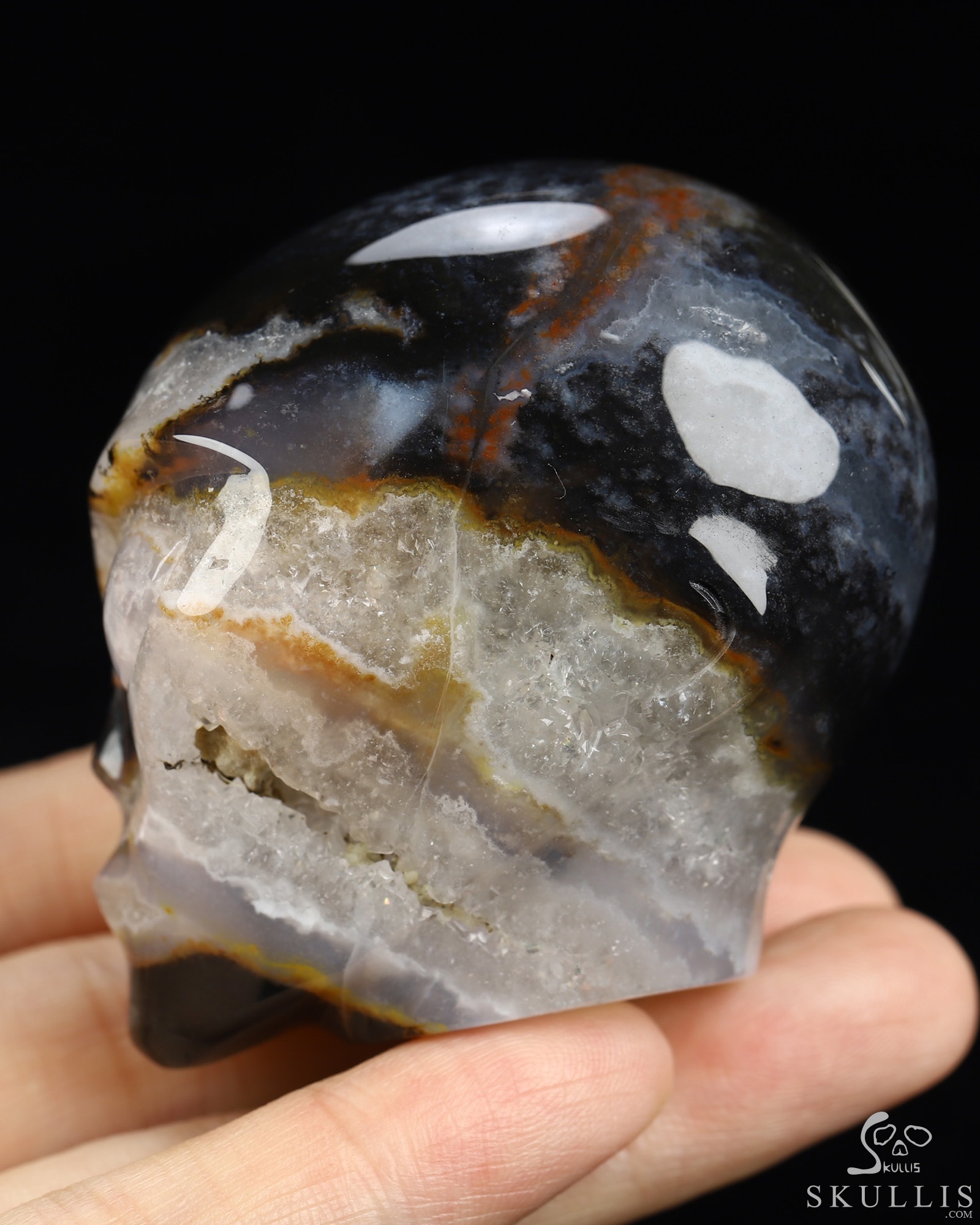 1.9" Black Zebra Agate Star Being Female Alien Crystal Skull Companion, Hand Carved Gemstone Fine Art Sculpture, Reiki Healing Stone Statue 1.9" Black Zebra Agate Star Being Female Alien Crystal Skull Companion, Hand Carved Gemstone Fine Art Sculpture, Reiki Healing Stone Statue