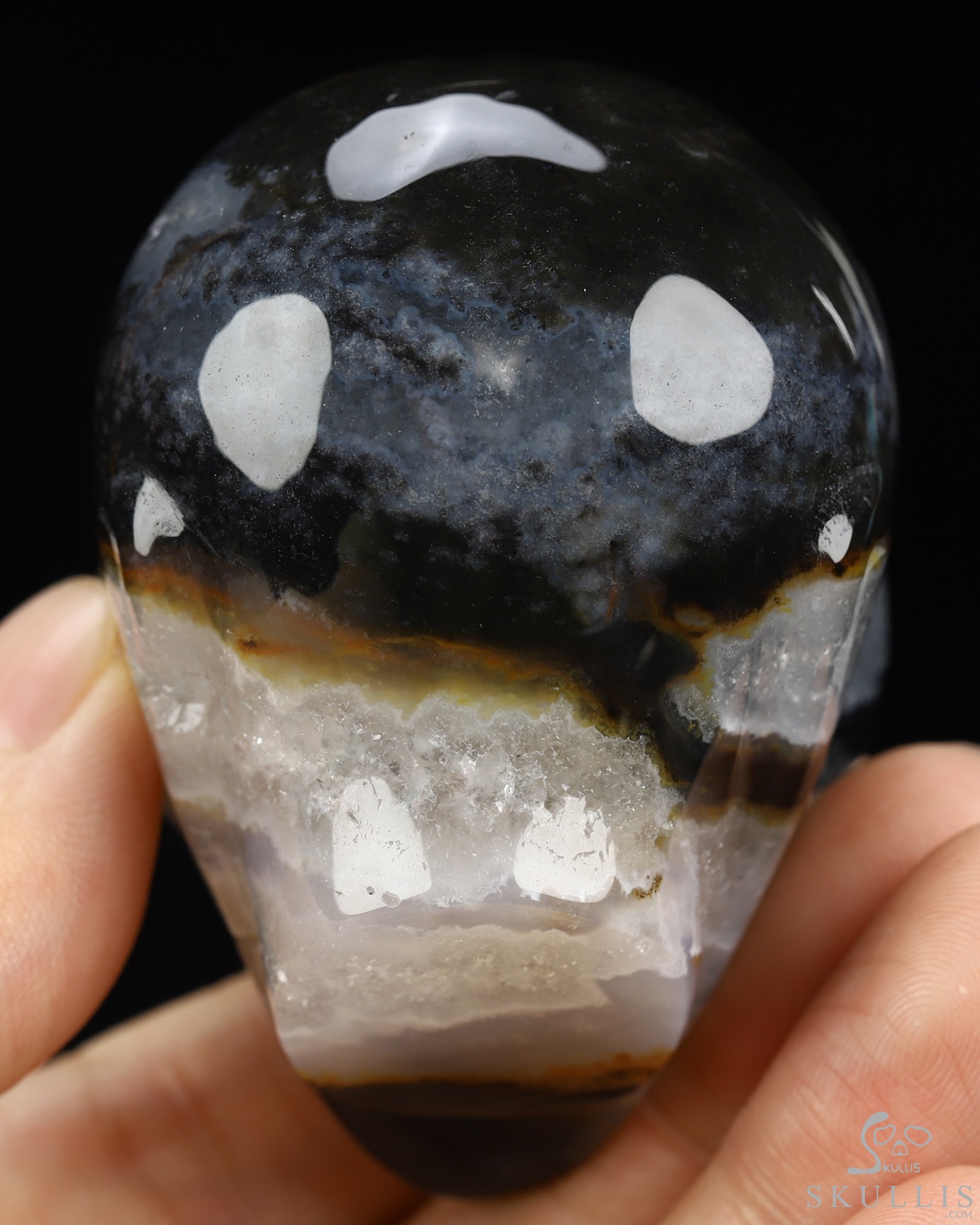 1.9" Black Zebra Agate Star Being Female Alien Crystal Skull Companion, Hand Carved Gemstone Fine Art Sculpture, Reiki Healing Stone Statue 1.9" Black Zebra Agate Star Being Female Alien Crystal Skull Companion, Hand Carved Gemstone Fine Art Sculpture, Reiki Healing Stone Statue