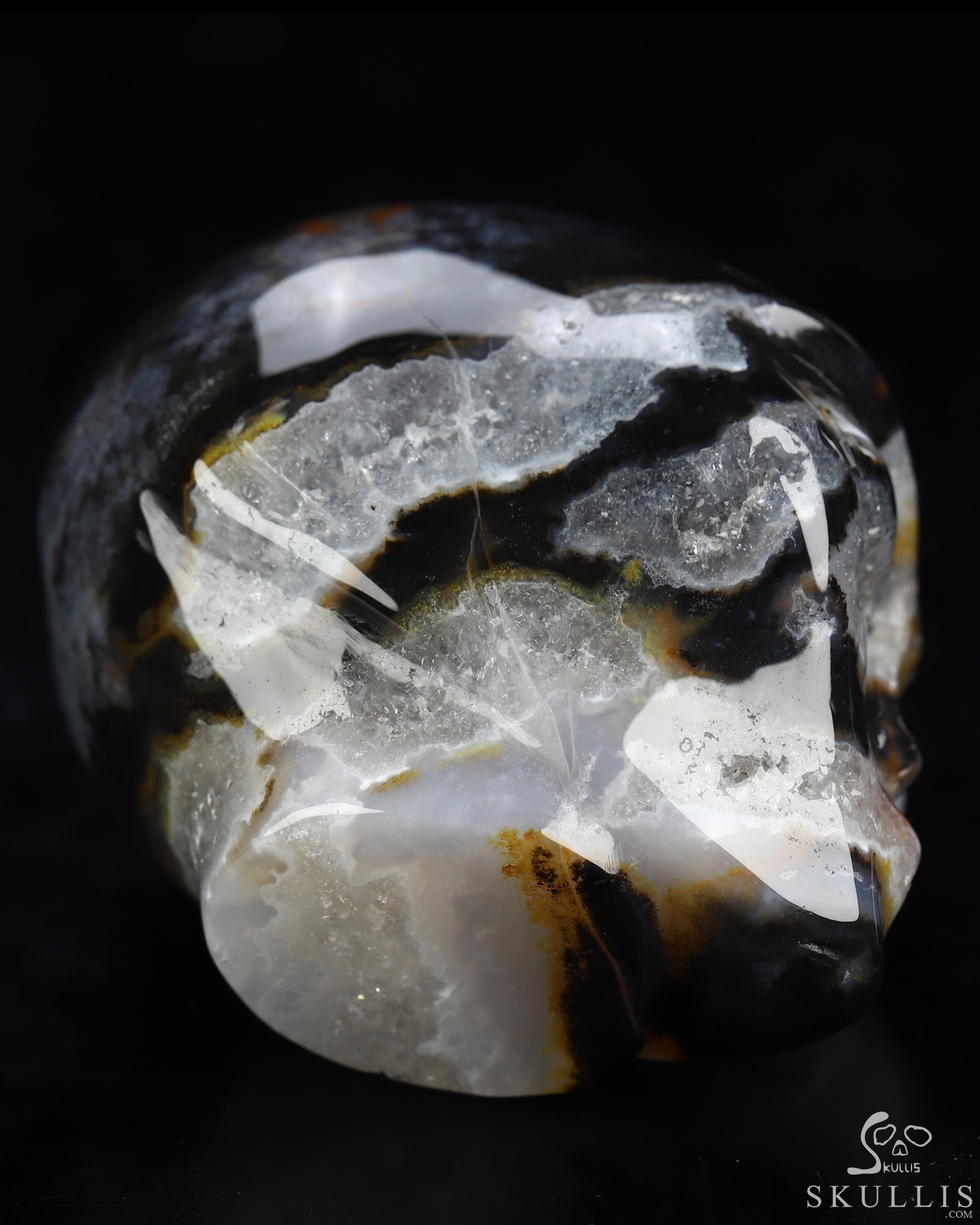 1.9" Black Zebra Agate Star Being Female Alien Crystal Skull Companion, Hand Carved Gemstone Fine Art Sculpture, Reiki Healing Stone Statue 1.9" Black Zebra Agate Star Being Female Alien Crystal Skull Companion, Hand Carved Gemstone Fine Art Sculpture, Reiki Healing Stone Statue
