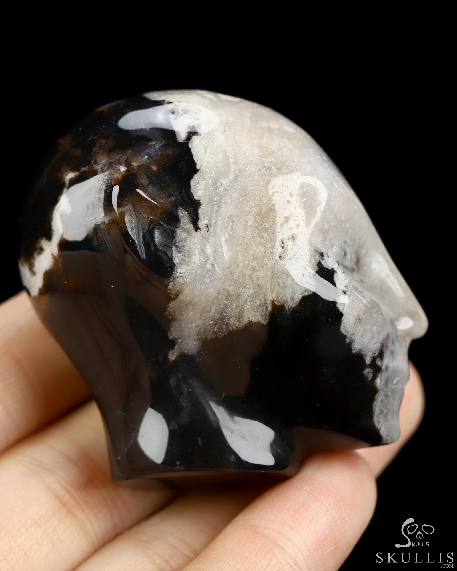 1.8" Black Zebra Agate Hand Carved Fairy Elf Alien Crystal Skull Companion Sculpture, Crystal Healing 1.8" Black Zebra Agate Hand Carved Fairy Elf Alien Crystal Skull Companion Sculpture, Crystal Healing