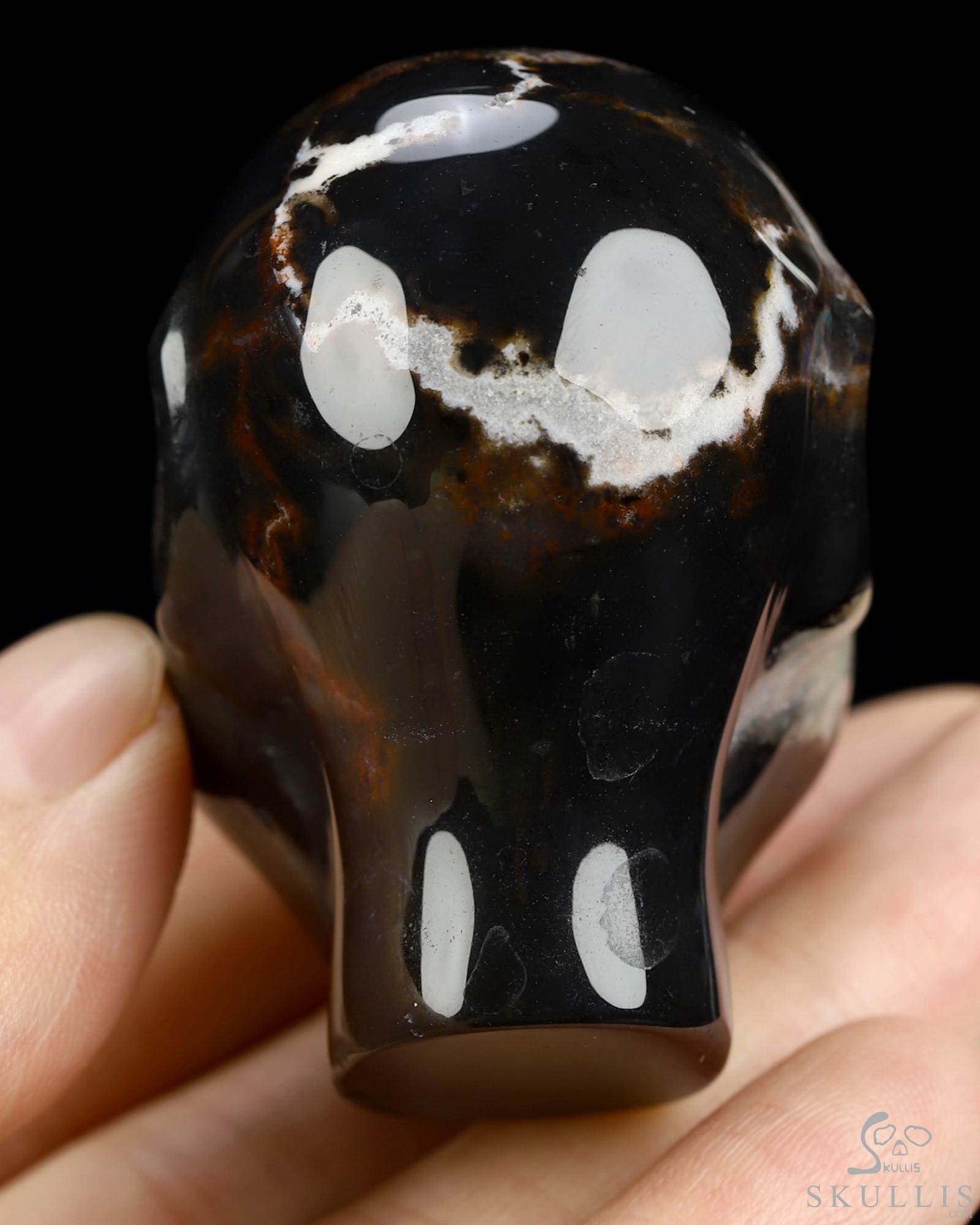 1.8" Black Zebra Agate Hand Carved Fairy Elf Alien Crystal Skull Companion Sculpture, Crystal Healing 1.8" Black Zebra Agate Hand Carved Fairy Elf Alien Crystal Skull Companion Sculpture, Crystal Healing