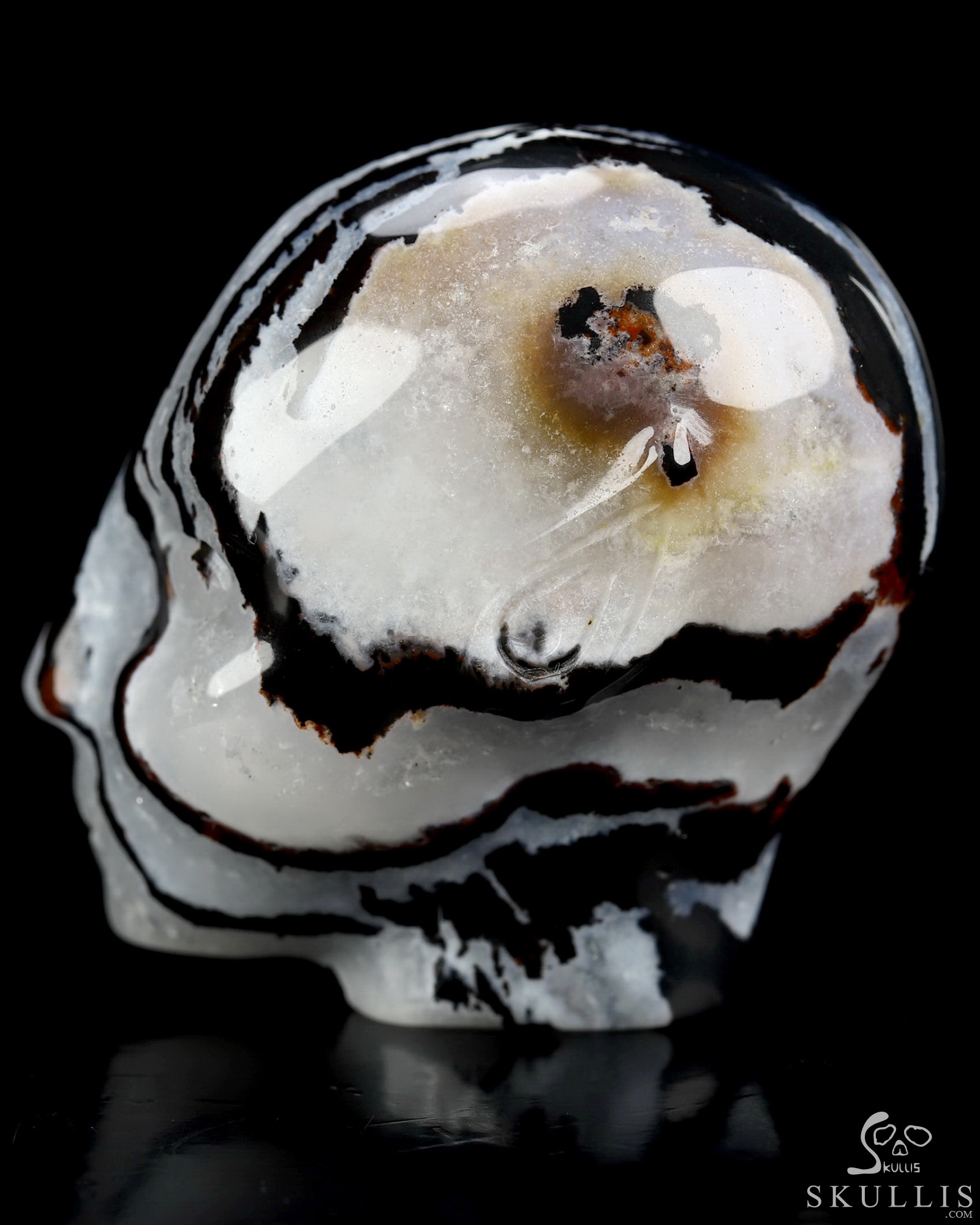1.8" Black Zebra Agate Hand Carved Fairy Elf Alien Crystal Skull Companion Sculpture, Crystal Healing 1.8" Black Zebra Agate Hand Carved Fairy Elf Alien Crystal Skull Companion Sculpture, Crystal Healing