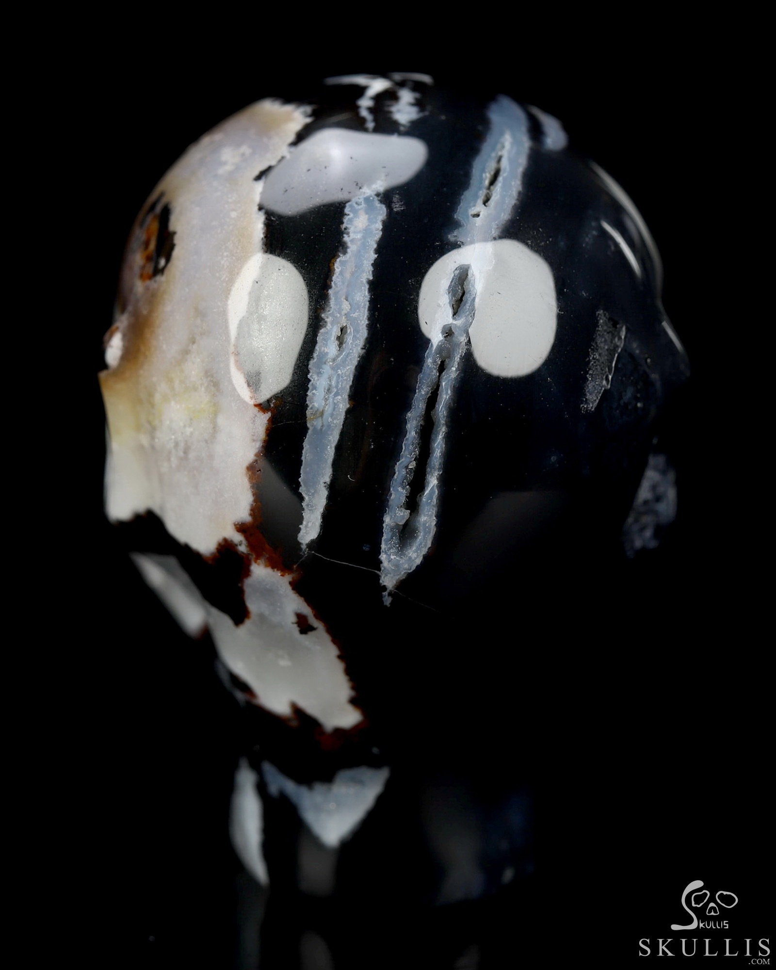 1.8" Black Zebra Agate Hand Carved Fairy Elf Alien Crystal Skull Companion Sculpture, Crystal Healing 1.8" Black Zebra Agate Hand Carved Fairy Elf Alien Crystal Skull Companion Sculpture, Crystal Healing