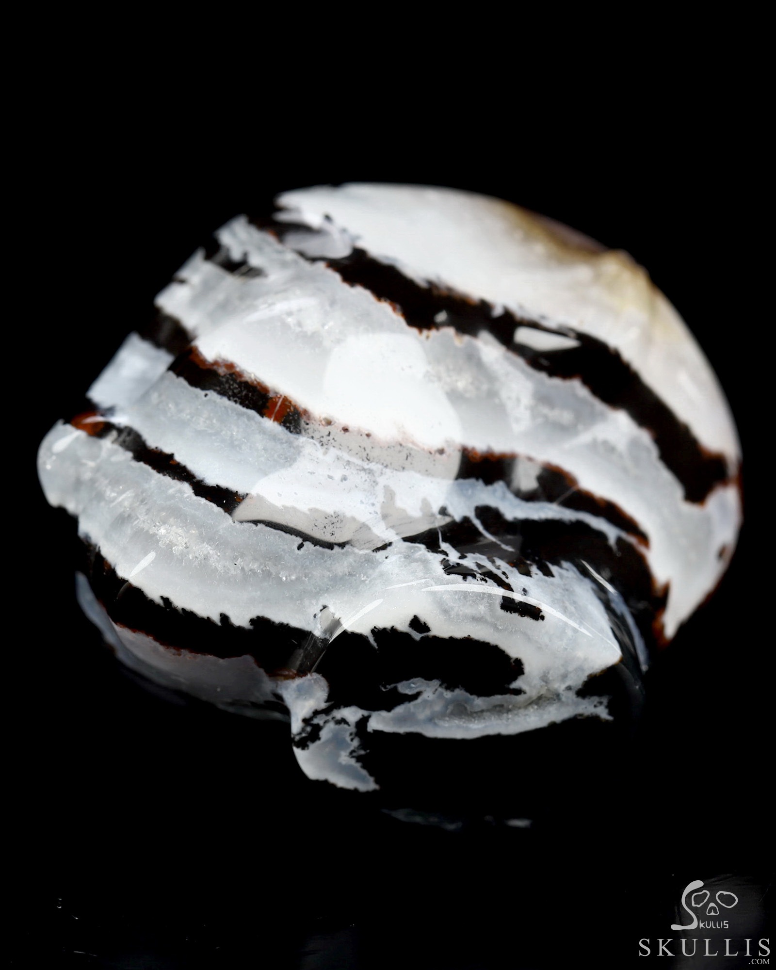 1.8" Black Zebra Agate Hand Carved Fairy Elf Alien Crystal Skull Companion Sculpture, Crystal Healing 1.8" Black Zebra Agate Hand Carved Fairy Elf Alien Crystal Skull Companion Sculpture, Crystal Healing