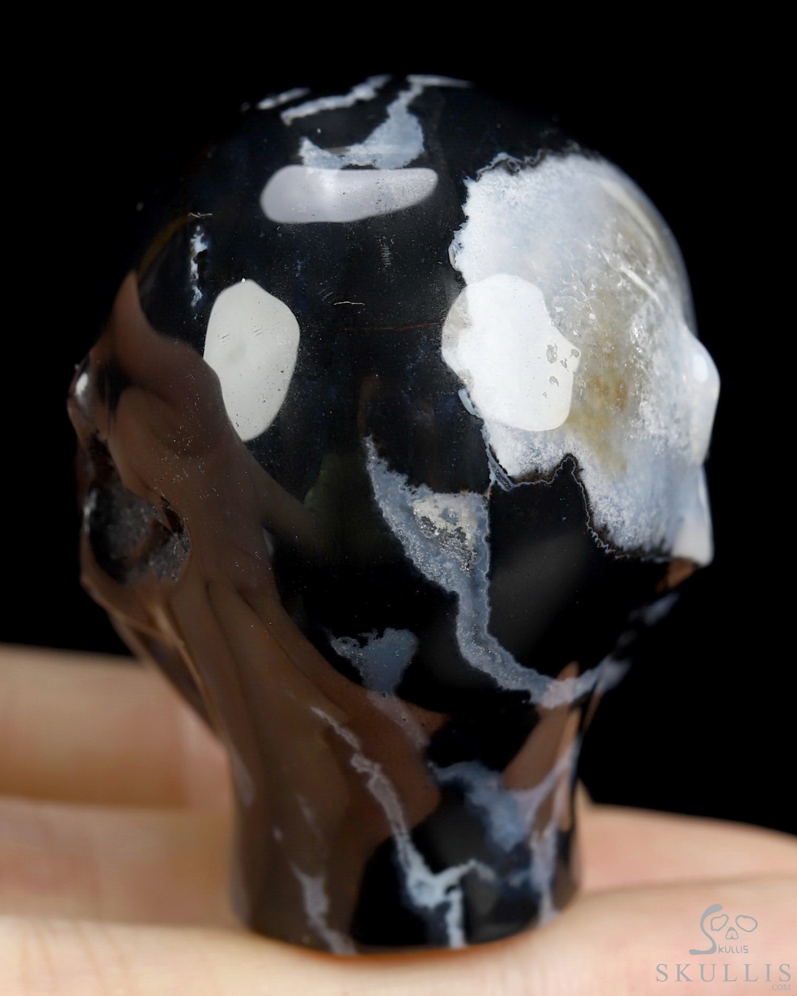 1.8" Black Zebra Agate Hand Carved Fairy Elf Alien Crystal Skull Companion Sculpture, Crystal Healing 1.8" Black Zebra Agate Hand Carved Fairy Elf Alien Crystal Skull Companion Sculpture, Crystal Healing