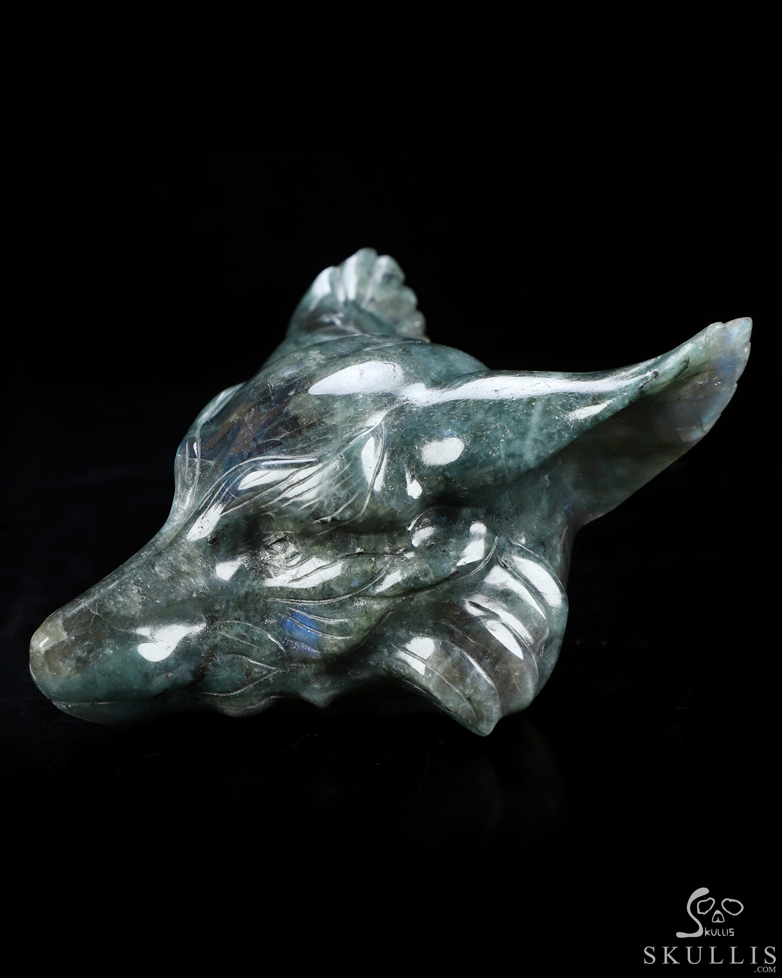 5.1" Labradorite Hand Carved Crystal Fox Fine Art Sculpture, Crystal Healing 5.1" Labradorite Hand Carved Crystal Fox Fine Art Sculpture, Crystal Healing