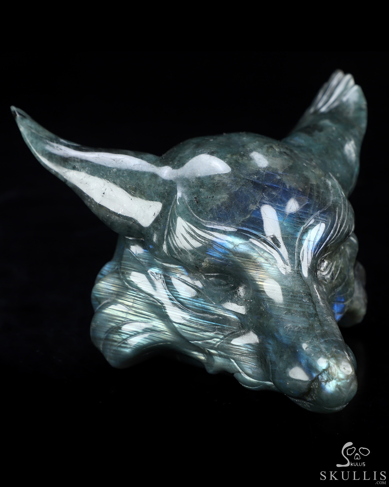 5.1" Labradorite Hand Carved Crystal Fox Fine Art Sculpture, Crystal Healing 5.1" Labradorite Hand Carved Crystal Fox Fine Art Sculpture, Crystal Healing
