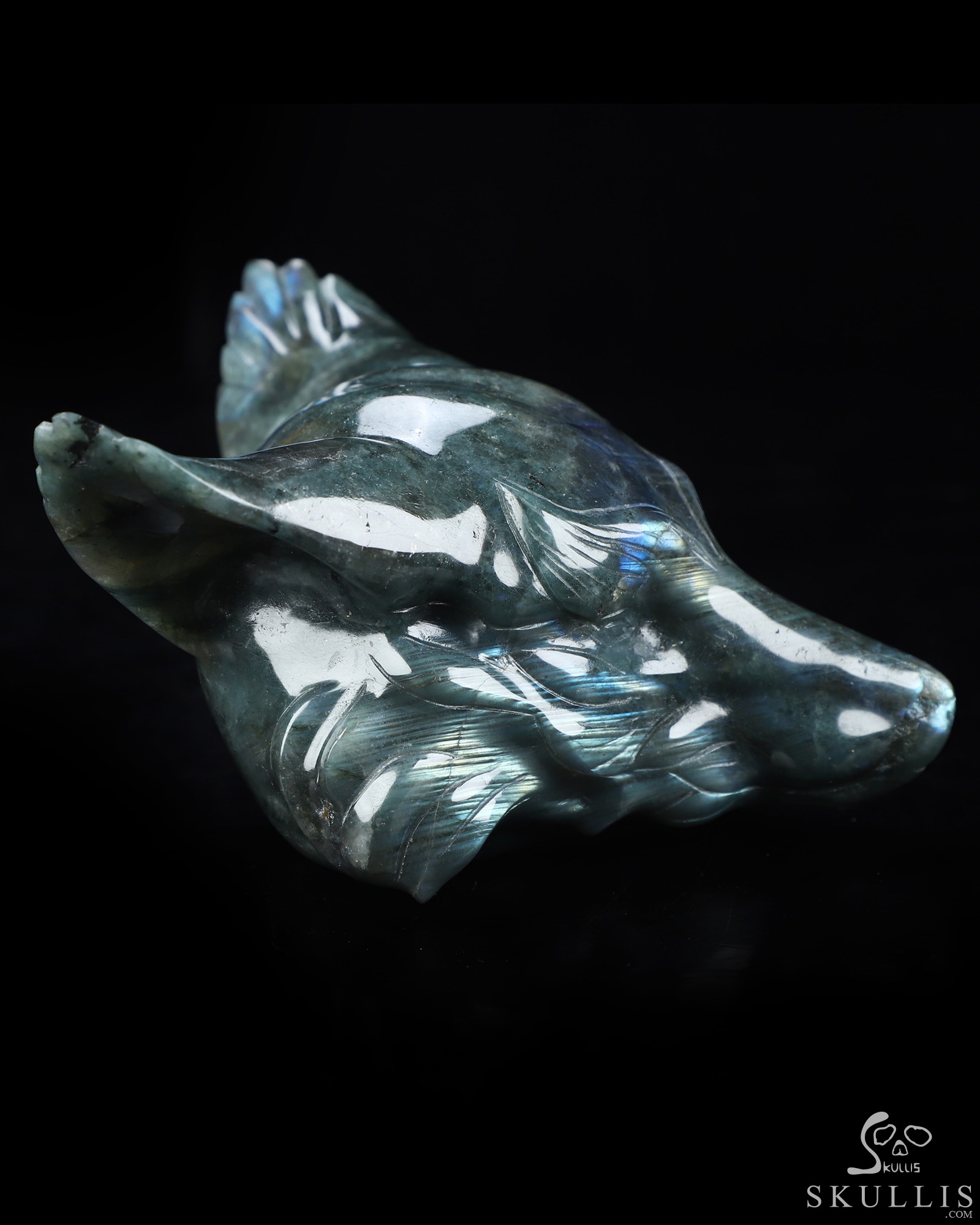 5.1" Labradorite Hand Carved Crystal Fox Fine Art Sculpture, Crystal Healing 5.1" Labradorite Hand Carved Crystal Fox Fine Art Sculpture, Crystal Healing