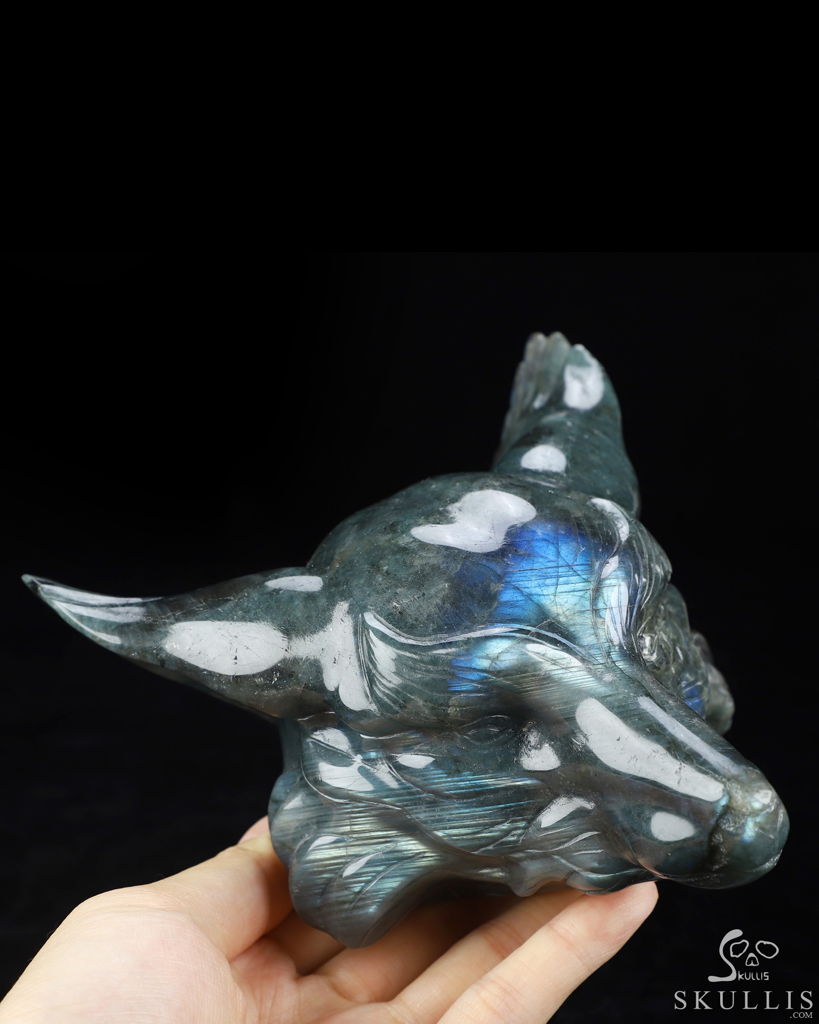 5.1" Labradorite Hand Carved Crystal Fox Fine Art Sculpture, Crystal Healing 5.1" Labradorite Hand Carved Crystal Fox Fine Art Sculpture, Crystal Healing