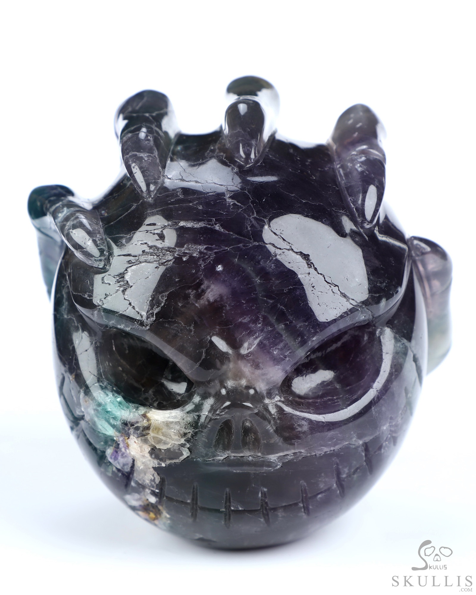3.1" Fluorite Hand Carved Jack Crystal Skull Sculpture, Crystal Healing 3.1" Fluorite Hand Carved Jack Crystal Skull Sculpture, Crystal Healing