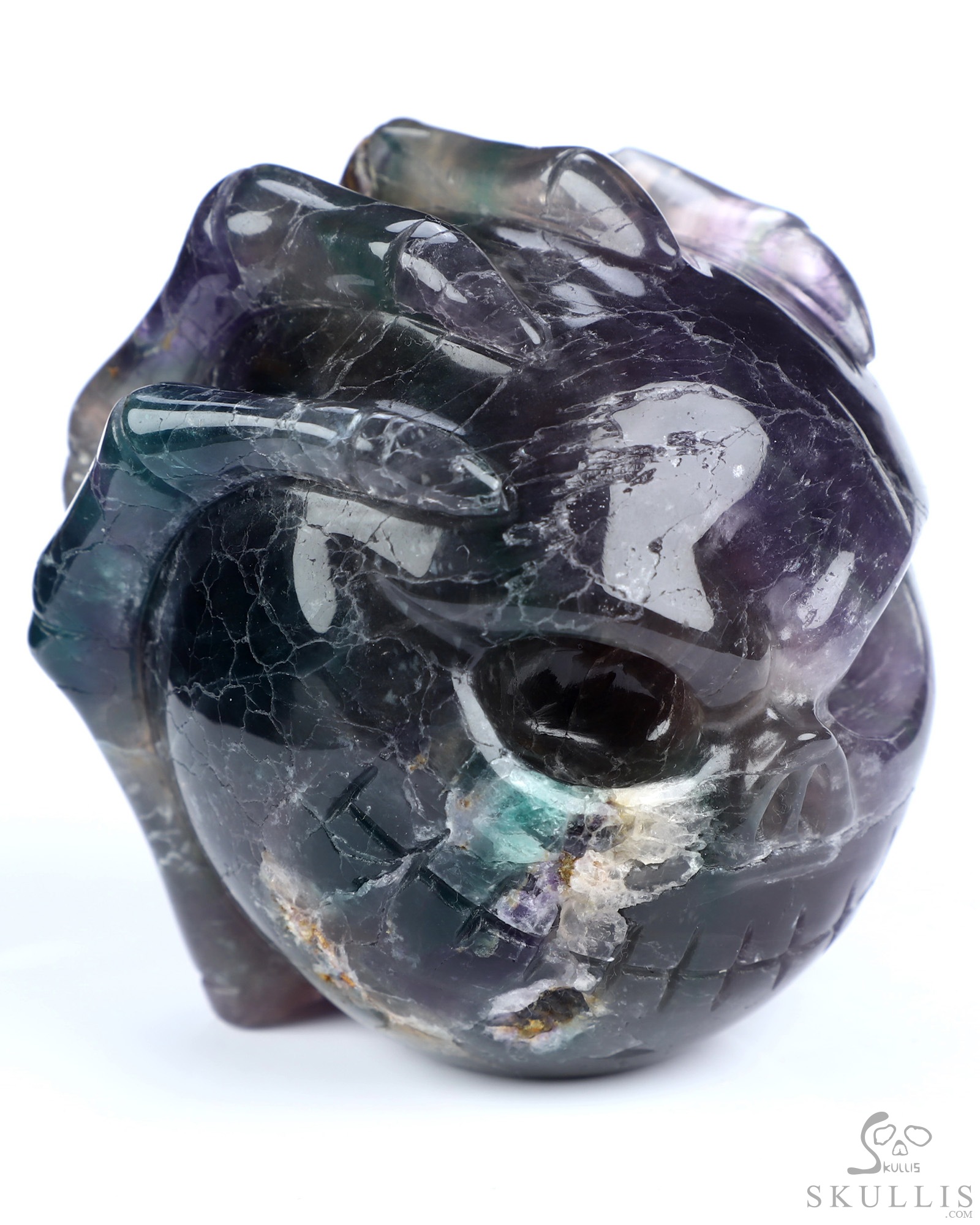 3.1" Fluorite Hand Carved Jack Crystal Skull Sculpture, Crystal Healing 3.1" Fluorite Hand Carved Jack Crystal Skull Sculpture, Crystal Healing