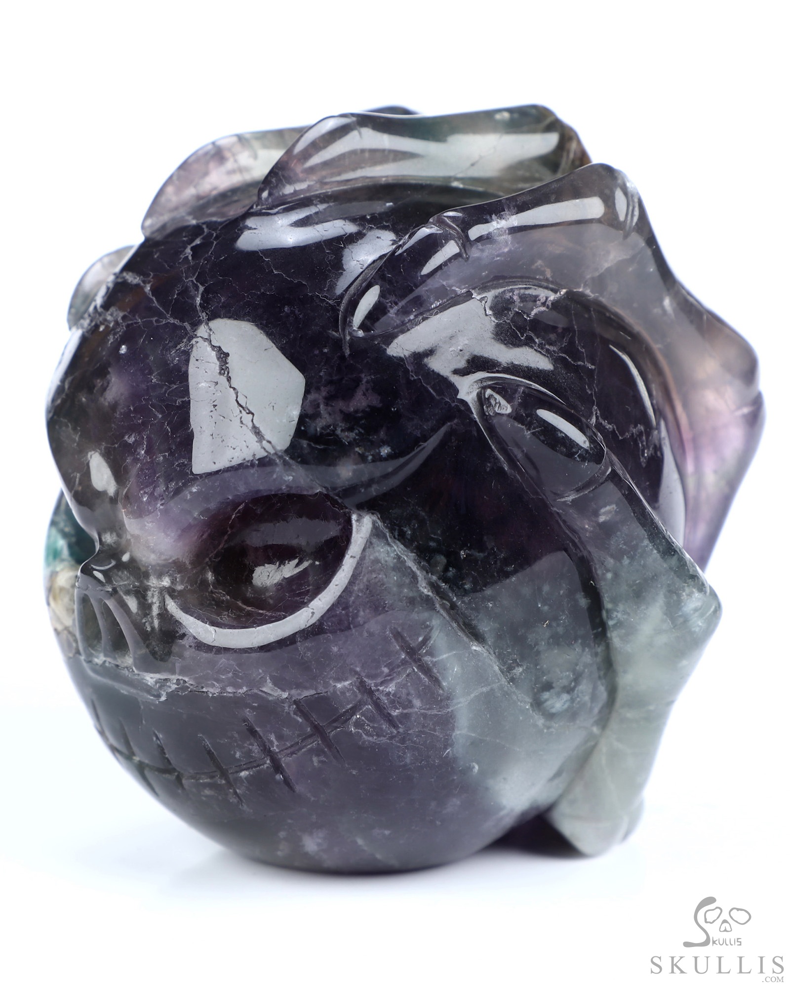 3.1" Fluorite Hand Carved Jack Crystal Skull Sculpture, Crystal Healing 3.1" Fluorite Hand Carved Jack Crystal Skull Sculpture, Crystal Healing