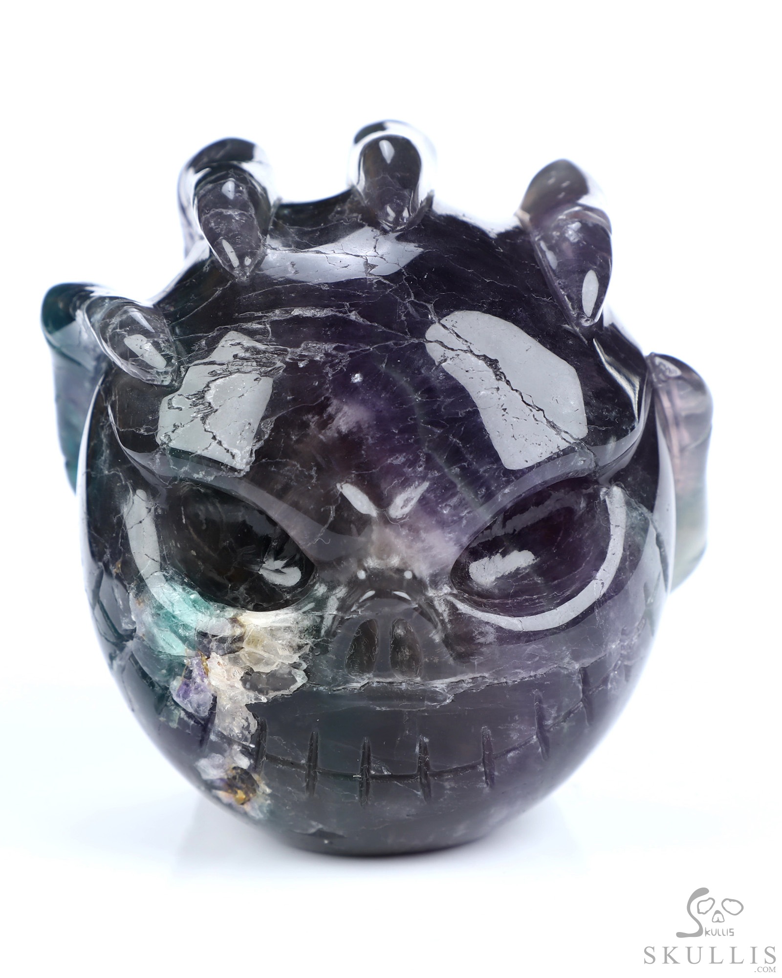 3.1" Fluorite Hand Carved Jack Crystal Skull Sculpture, Crystal Healing 3.1" Fluorite Hand Carved Jack Crystal Skull Sculpture, Crystal Healing
