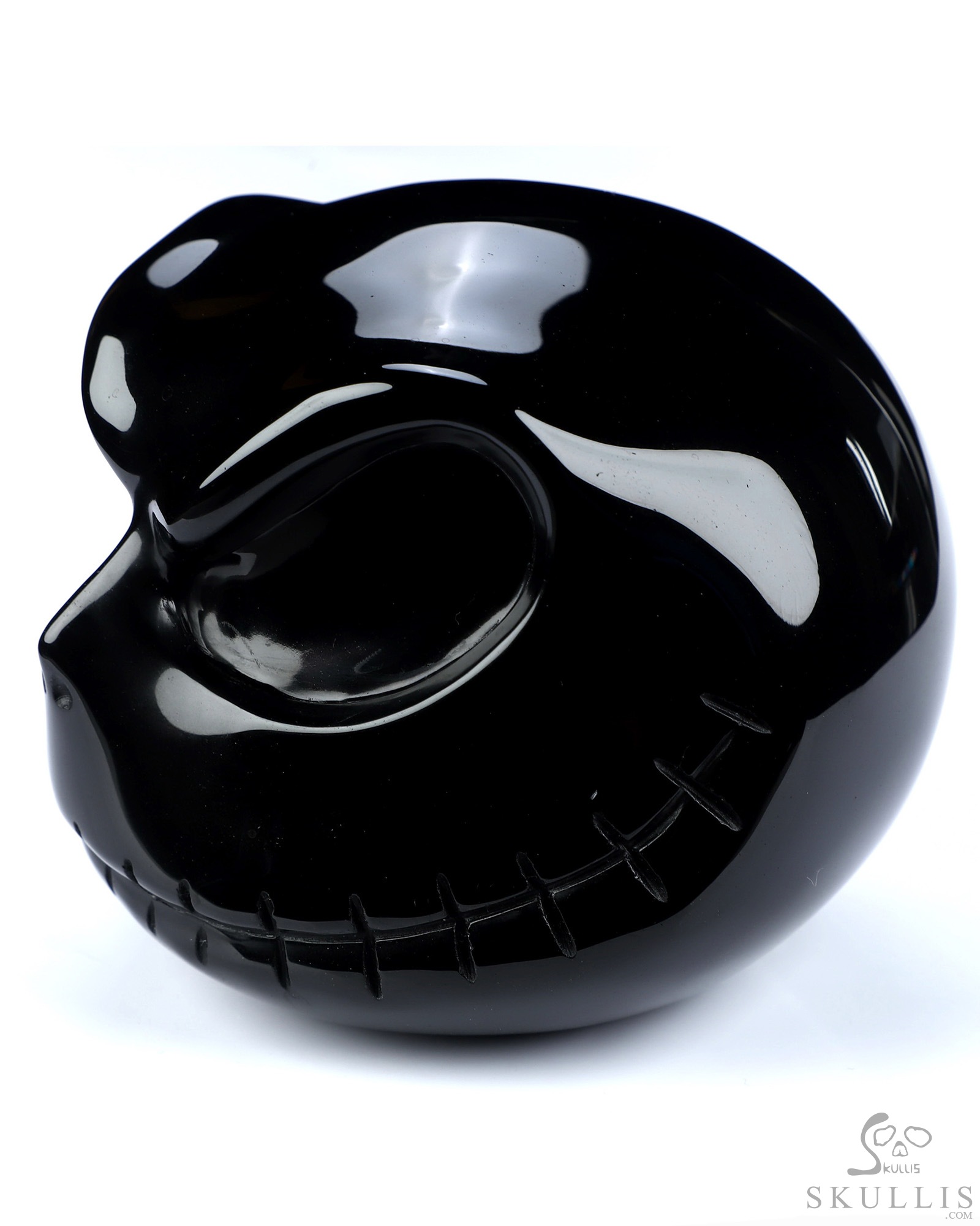 4.0" Black Obsidian Hand Carved Jack Crystal Skull Sculpture, Crystal Healing 4.0" Black Obsidian Hand Carved Jack Crystal Skull Sculpture, Crystal Healing