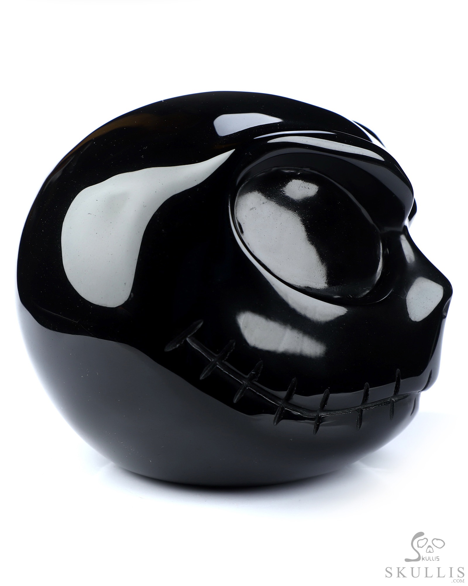 4.0" Black Obsidian Hand Carved Jack Crystal Skull Sculpture, Crystal Healing 4.0" Black Obsidian Hand Carved Jack Crystal Skull Sculpture, Crystal Healing