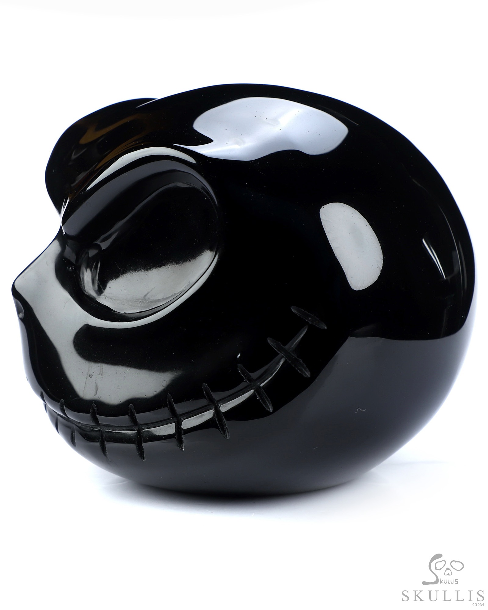 4.0" Black Obsidian Hand Carved Jack Crystal Skull Sculpture, Crystal Healing 4.0" Black Obsidian Hand Carved Jack Crystal Skull Sculpture, Crystal Healing