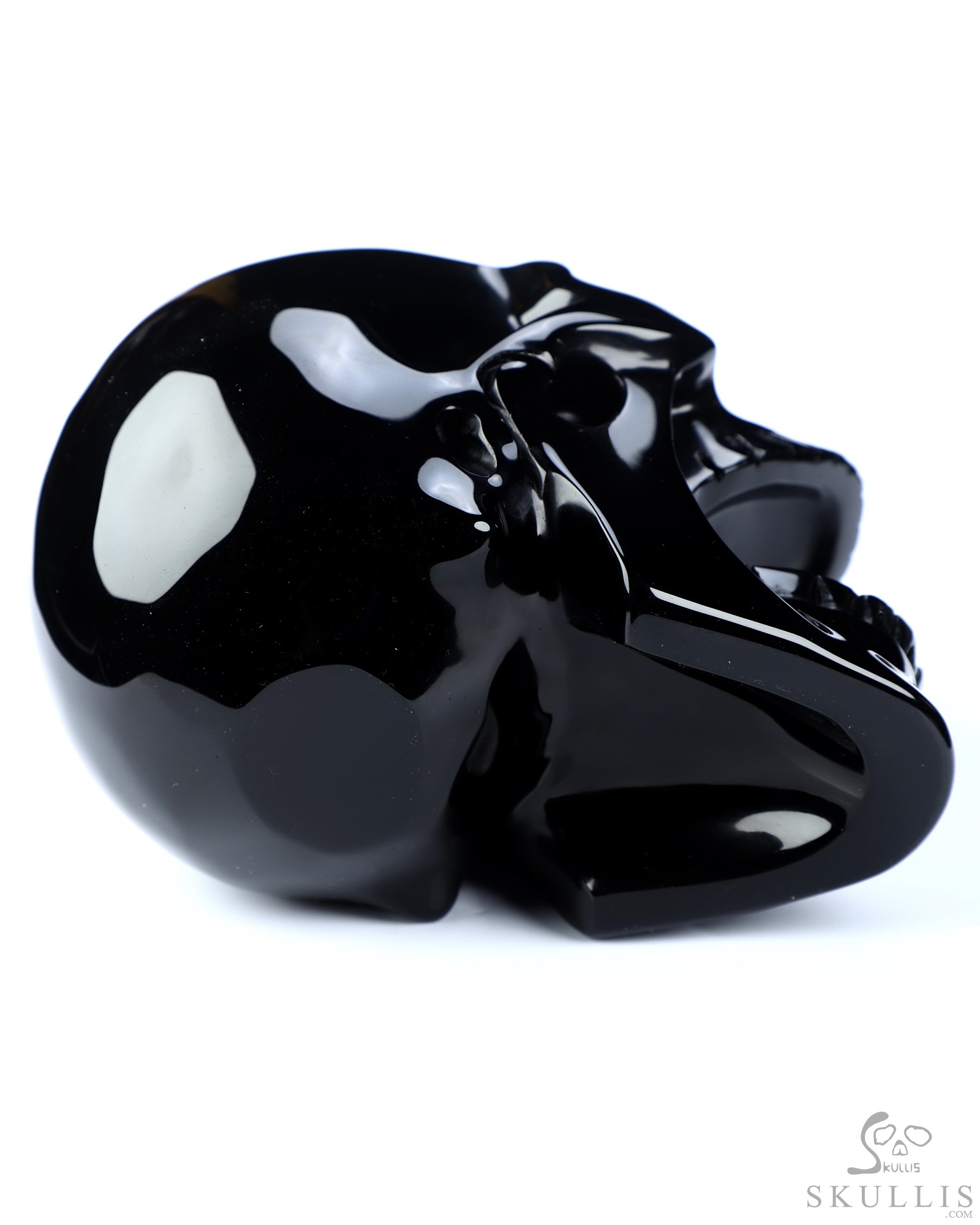 5.2" Black Obsidian Hand Carved Laughing Crystal Skull Sculpture, Crystal Healing 5.2" Black Obsidian Hand Carved Laughing Crystal Skull Sculpture, Crystal Healing