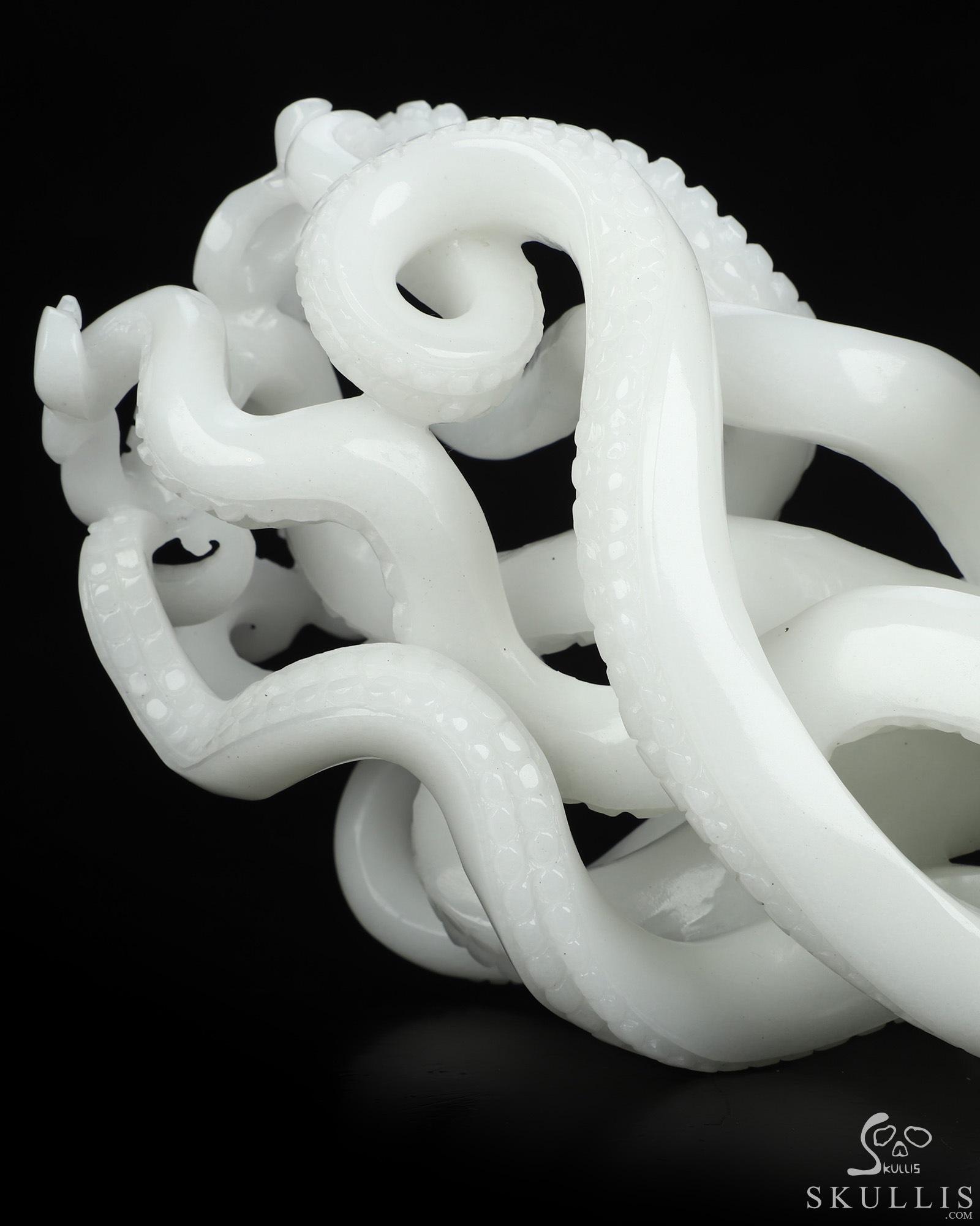 10.2" White Jade Hand Carved Nautiloid Cthulhu Octopus Crystal Skull Sculpture, Crystal Healing 10.2" White Jade Hand Carved Nautiloid Cthulhu Octopus Crystal Skull Sculpture, Crystal Healing