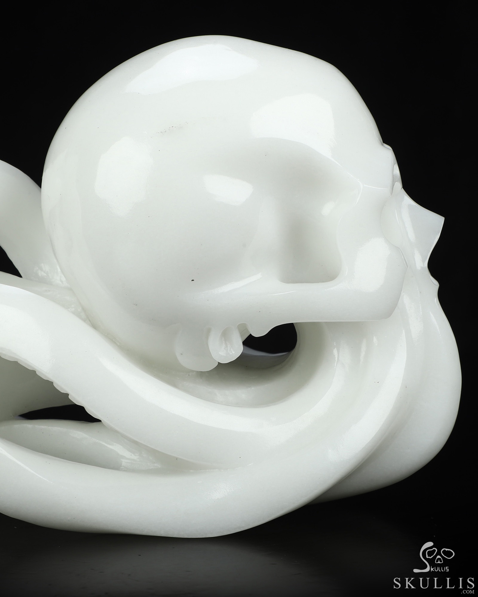 10.2" White Jade Hand Carved Nautiloid Cthulhu Octopus Crystal Skull Sculpture, Crystal Healing 10.2" White Jade Hand Carved Nautiloid Cthulhu Octopus Crystal Skull Sculpture, Crystal Healing