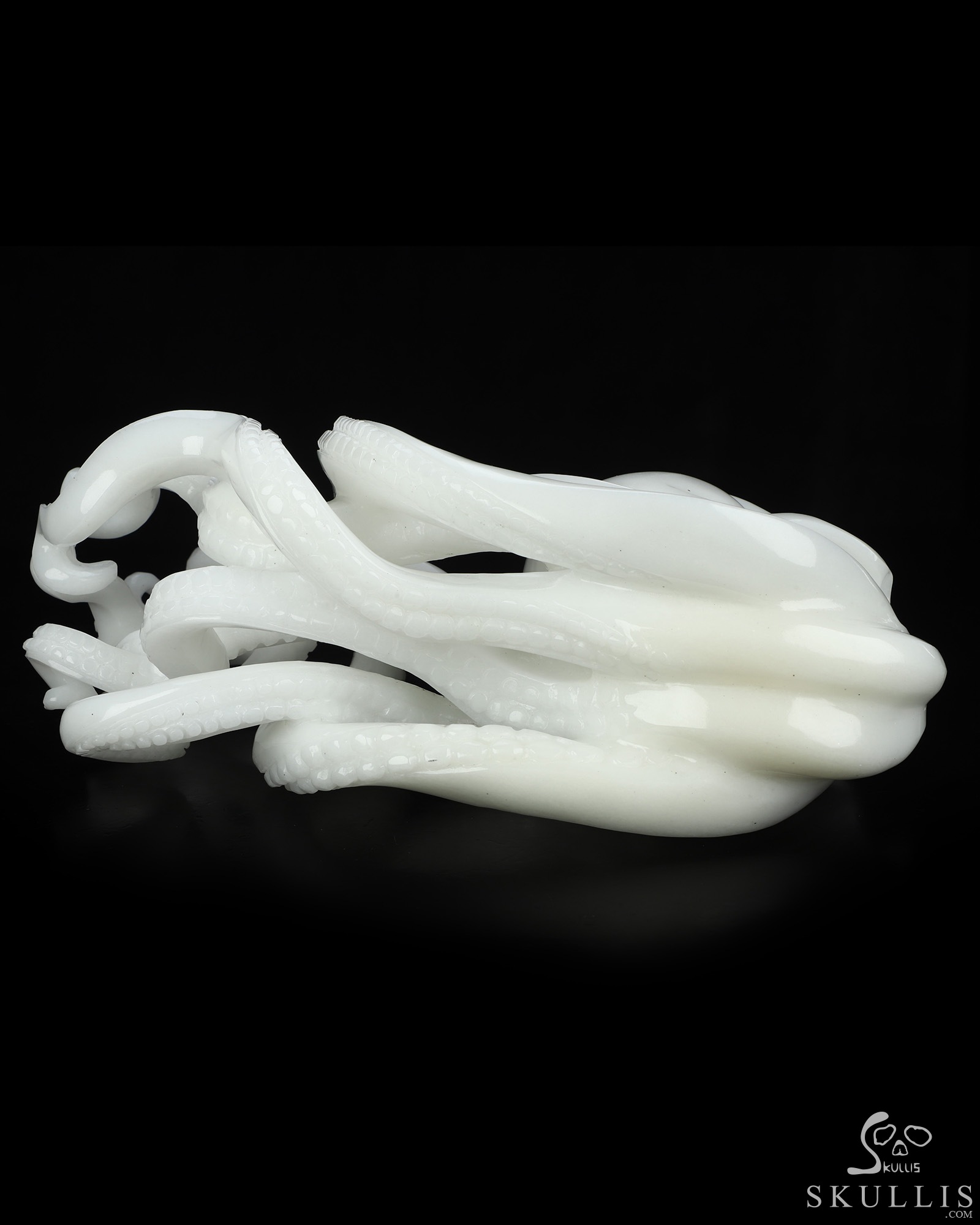 10.2" White Jade Hand Carved Nautiloid Cthulhu Octopus Crystal Skull Sculpture, Crystal Healing 10.2" White Jade Hand Carved Nautiloid Cthulhu Octopus Crystal Skull Sculpture, Crystal Healing