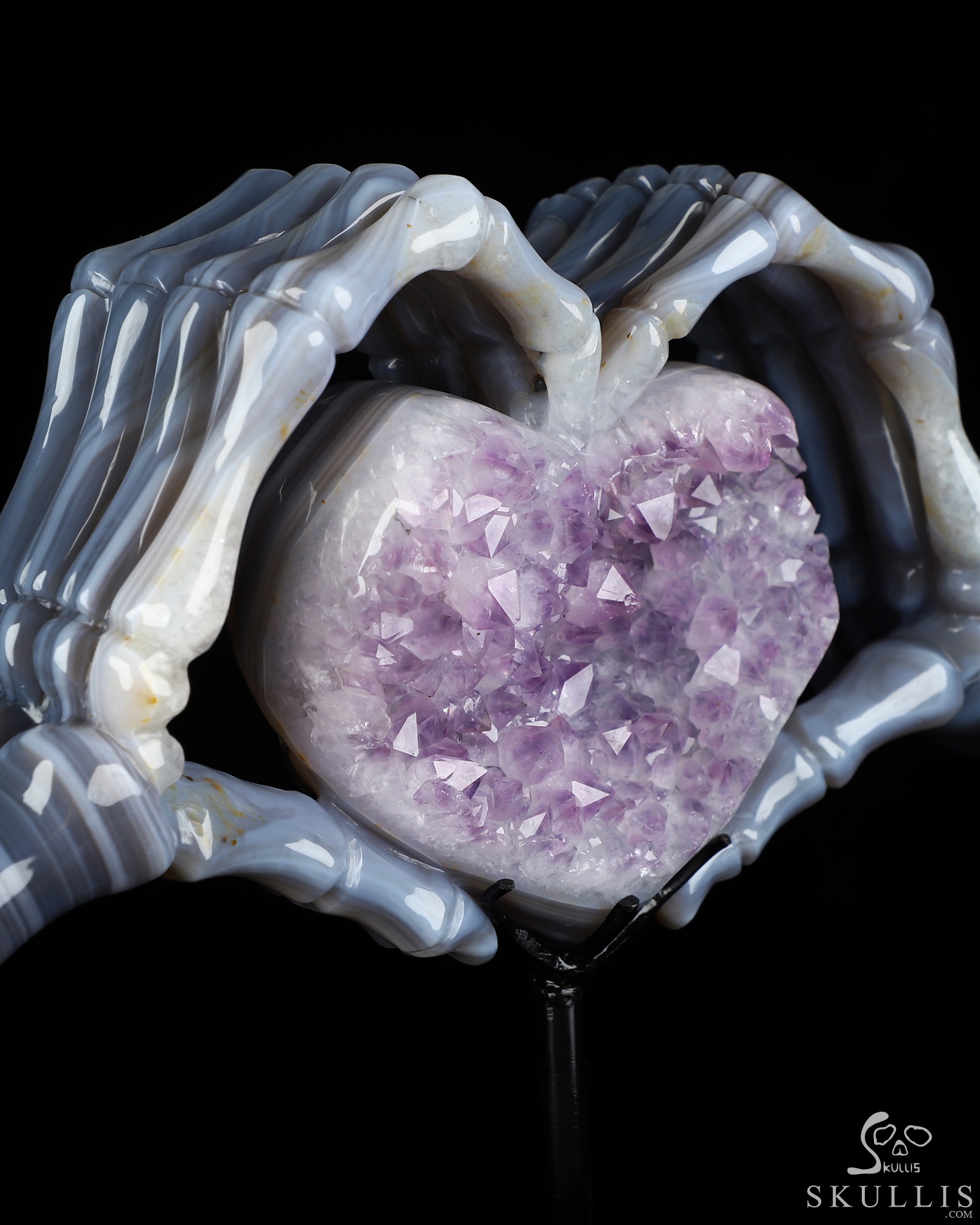 July 29, 2026 ACSAD (A Crystal Skull a Day) - Till Death Do Us Heart - 9.5" Carved Agate Amethyst Druse Heart-Shaped Crystal Skull Fine Art Sculpture, Crystal Healing July 29, 2026 ACSAD (A Crystal Skull a Day) - Till Death Do Us Heart - 9.5" Carved Agate Amethyst Druse Heart-Shaped Crystal Skull Fine Art Sculpture, Crystal Healing