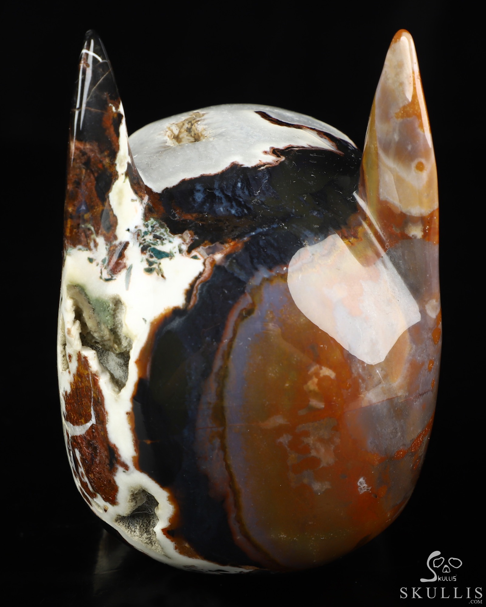 5.0" Black Zebra Agate Hand Carved Batman Crystal Skull Fine Art Sculpture, Crystal Healing 5.0" Black Zebra Agate Hand Carved Batman Crystal Skull Fine Art Sculpture, Crystal Healing