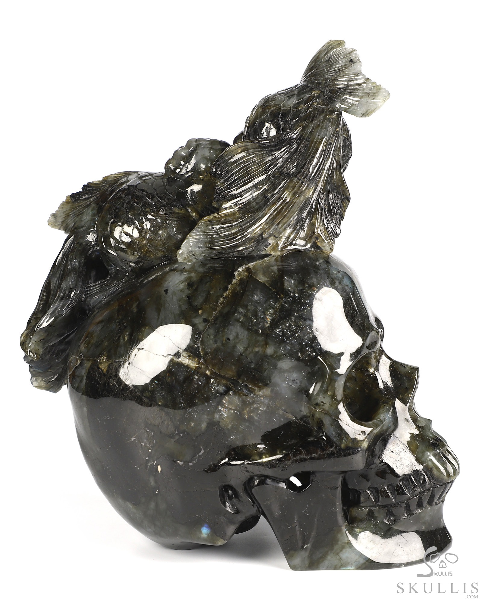 July 21, 2026 ACSAD (A Crystal Skull a Day) - Where Moonlight Swims - 8.6" Labradorite Carved Goldfish And Crystal Skull Fine Art Sculpture, Crystal Healing July 21, 2026 ACSAD (A Crystal Skull a Day) - Where Moonlight Swims - 8.6" Labradorite Carved Goldfish And Crystal Skull Fine Art Sculpture, Crystal Healing