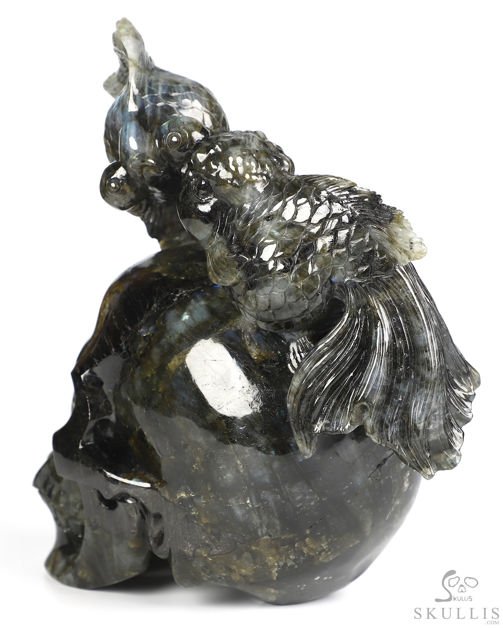 July 21, 2026 ACSAD (A Crystal Skull a Day) - Where Moonlight Swims - 8.6" Labradorite Carved Goldfish And Crystal Skull Fine Art Sculpture, Crystal Healing July 21, 2026 ACSAD (A Crystal Skull a Day) - Where Moonlight Swims - 8.6" Labradorite Carved Goldfish And Crystal Skull Fine Art Sculpture, Crystal Healing
