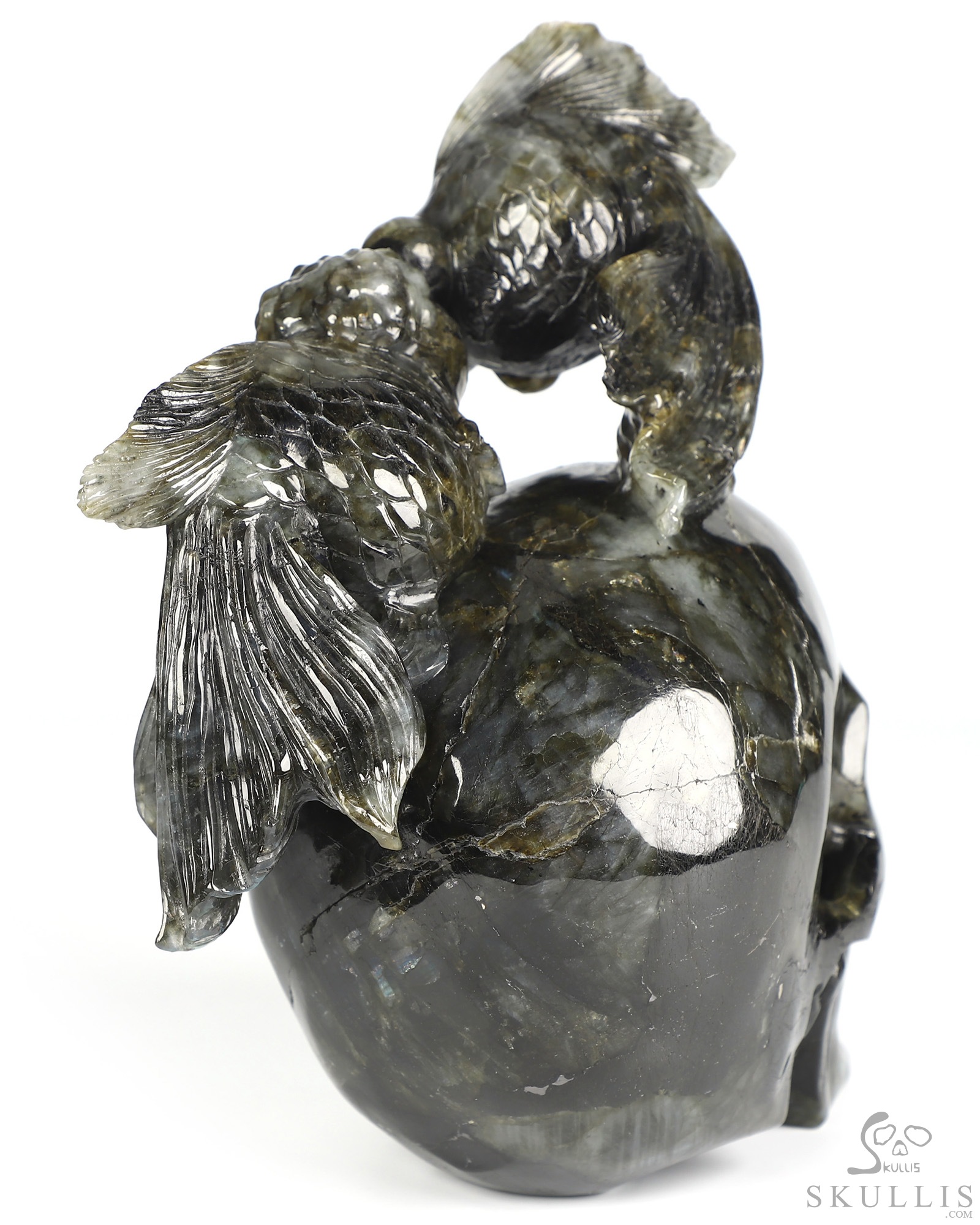 July 21, 2026 ACSAD (A Crystal Skull a Day) - Where Moonlight Swims - 8.6" Labradorite Carved Goldfish And Crystal Skull Fine Art Sculpture, Crystal Healing July 21, 2026 ACSAD (A Crystal Skull a Day) - Where Moonlight Swims - 8.6" Labradorite Carved Goldfish And Crystal Skull Fine Art Sculpture, Crystal Healing
