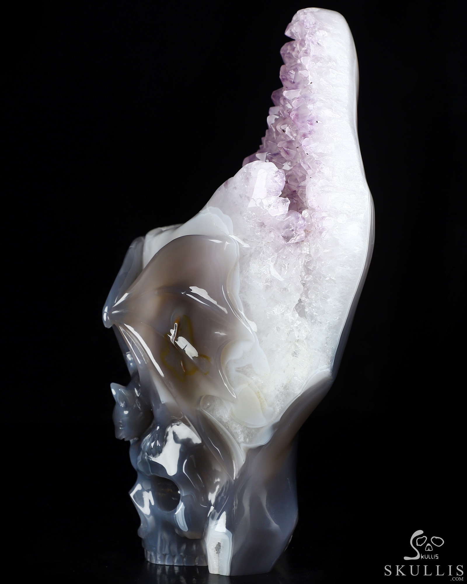 July 24, 2026 ACSAD (A Crystal Skull a Day) - Moonlit Embrace of Transylvania - 9.4" Agate Amethyst Geode Carved Bat And Crystal Skull Fine Art Sculpture, Crystal Healing July 24, 2026 ACSAD (A Crystal Skull a Day) - Moonlit Embrace of Transylvania - 9.4" Agate Amethyst Geode Carved Bat And Crystal Skull Fine Art Sculpture, Crystal Healing