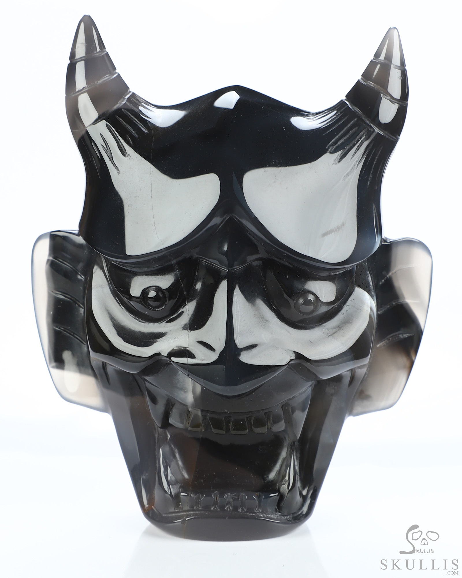 Hannya Mask - 4.3" Premium Brazilian Agate Hand Carved Crystal Fine Art Sculpture, Crystal Healing Hannya Mask - 4.3" Premium Brazilian Agate Hand Carved Crystal Fine Art Sculpture, Crystal Healing