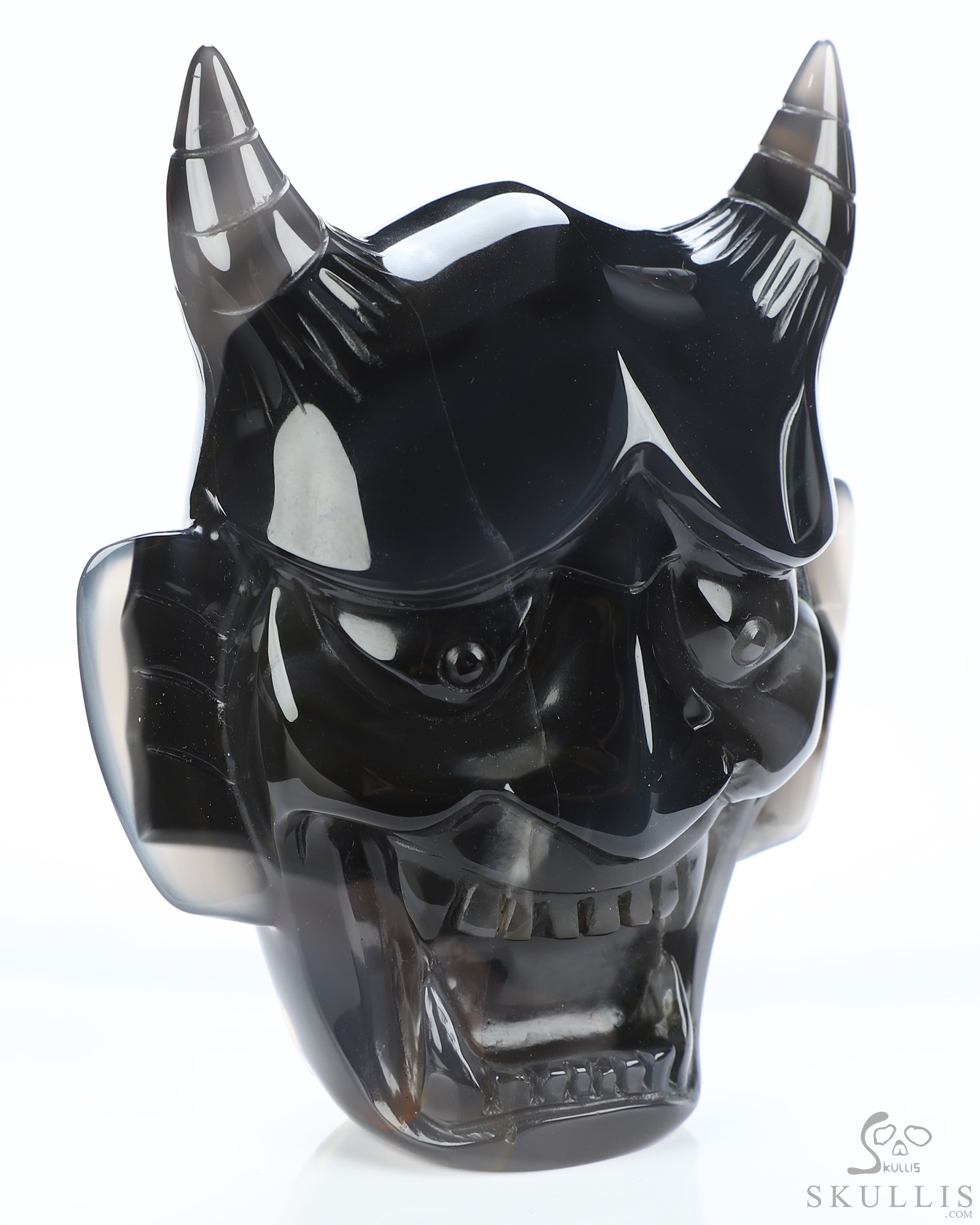 Hannya Mask - 4.3" Premium Brazilian Agate Hand Carved Crystal Fine Art Sculpture, Crystal Healing Hannya Mask - 4.3" Premium Brazilian Agate Hand Carved Crystal Fine Art Sculpture, Crystal Healing