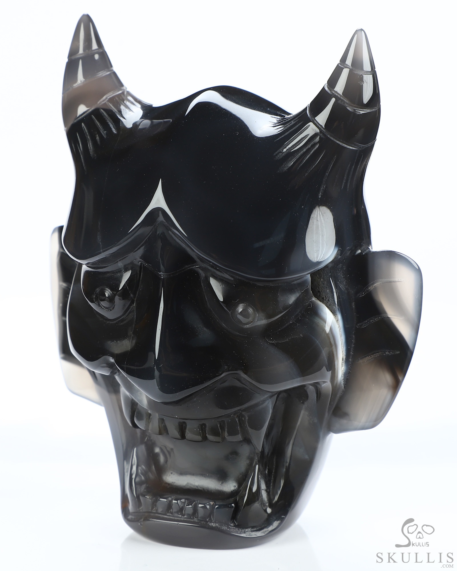Hannya Mask - 4.3" Premium Brazilian Agate Hand Carved Crystal Fine Art Sculpture, Crystal Healing Hannya Mask - 4.3" Premium Brazilian Agate Hand Carved Crystal Fine Art Sculpture, Crystal Healing