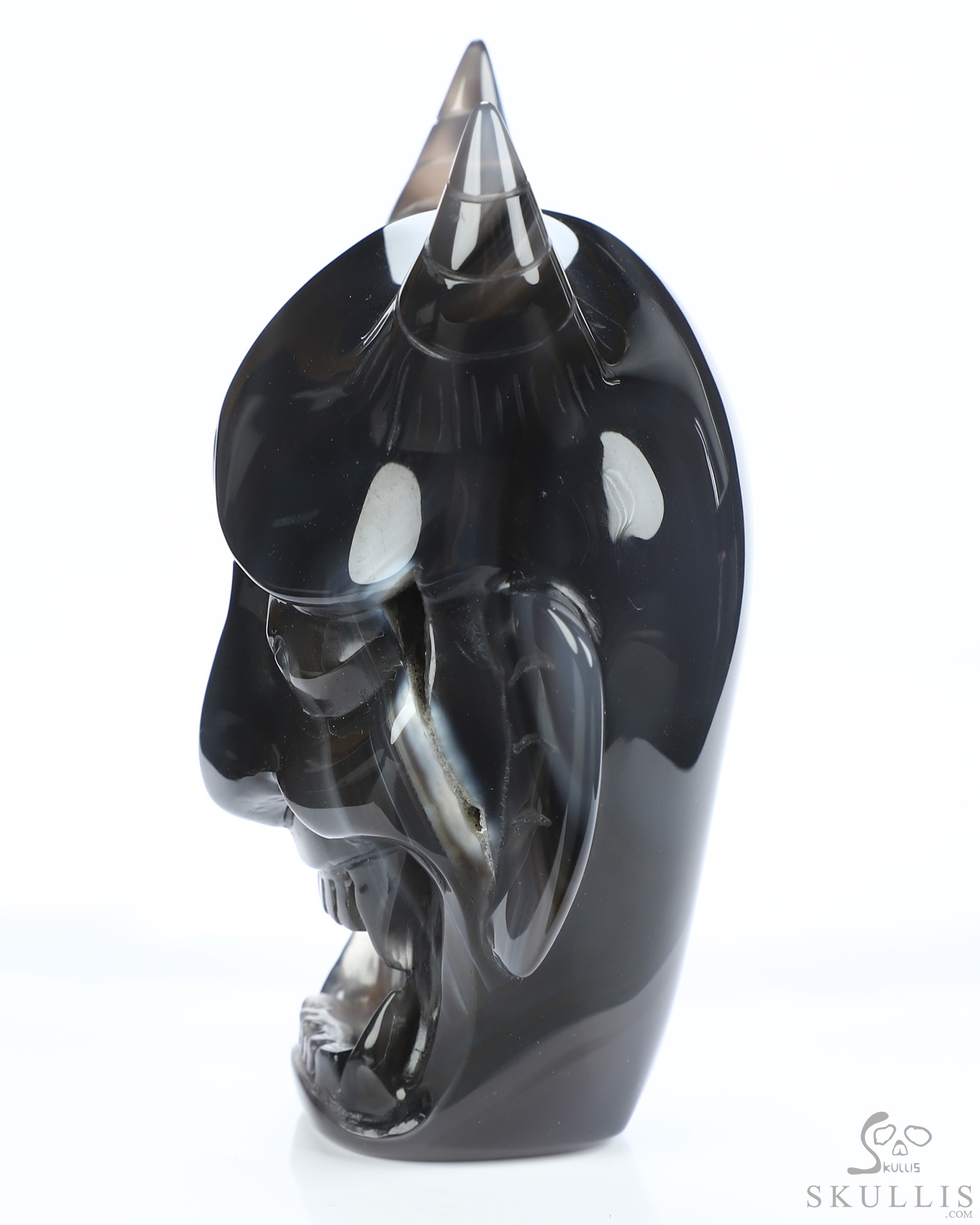 Hannya Mask - 4.3" Premium Brazilian Agate Hand Carved Crystal Fine Art Sculpture, Crystal Healing Hannya Mask - 4.3" Premium Brazilian Agate Hand Carved Crystal Fine Art Sculpture, Crystal Healing