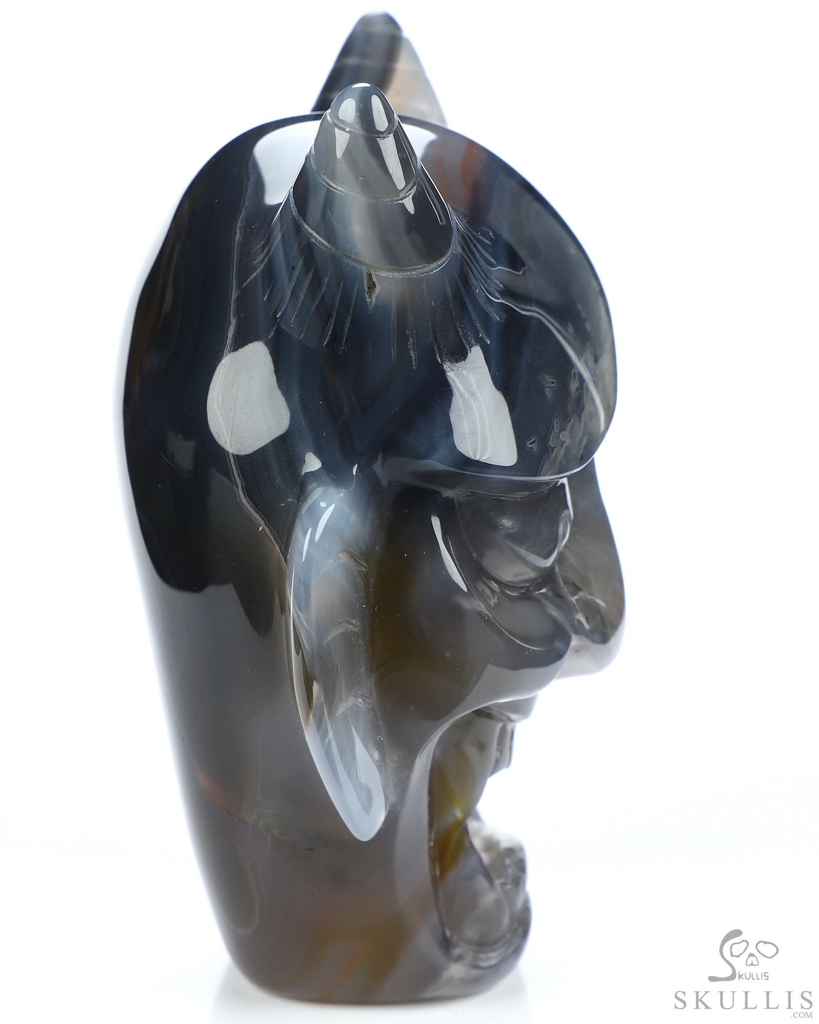 Hannya Mask - 4.3" Premium Brazilian Agate Hand Carved Crystal Fine Art Sculpture Hannya Mask - 4.3" Premium Brazilian Agate Hand Carved Crystal Fine Art Sculpture
