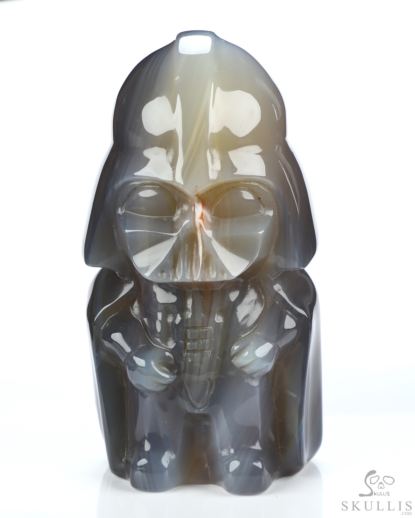 Darth Vader - 4.2" Premium Brazilian Agate Hand Carved Crystal Skull Fine Art Sculpture, Crystal Healing Darth Vader - 4.2" Premium Brazilian Agate Hand Carved Crystal Skull Fine Art Sculpture, Crystal Healing