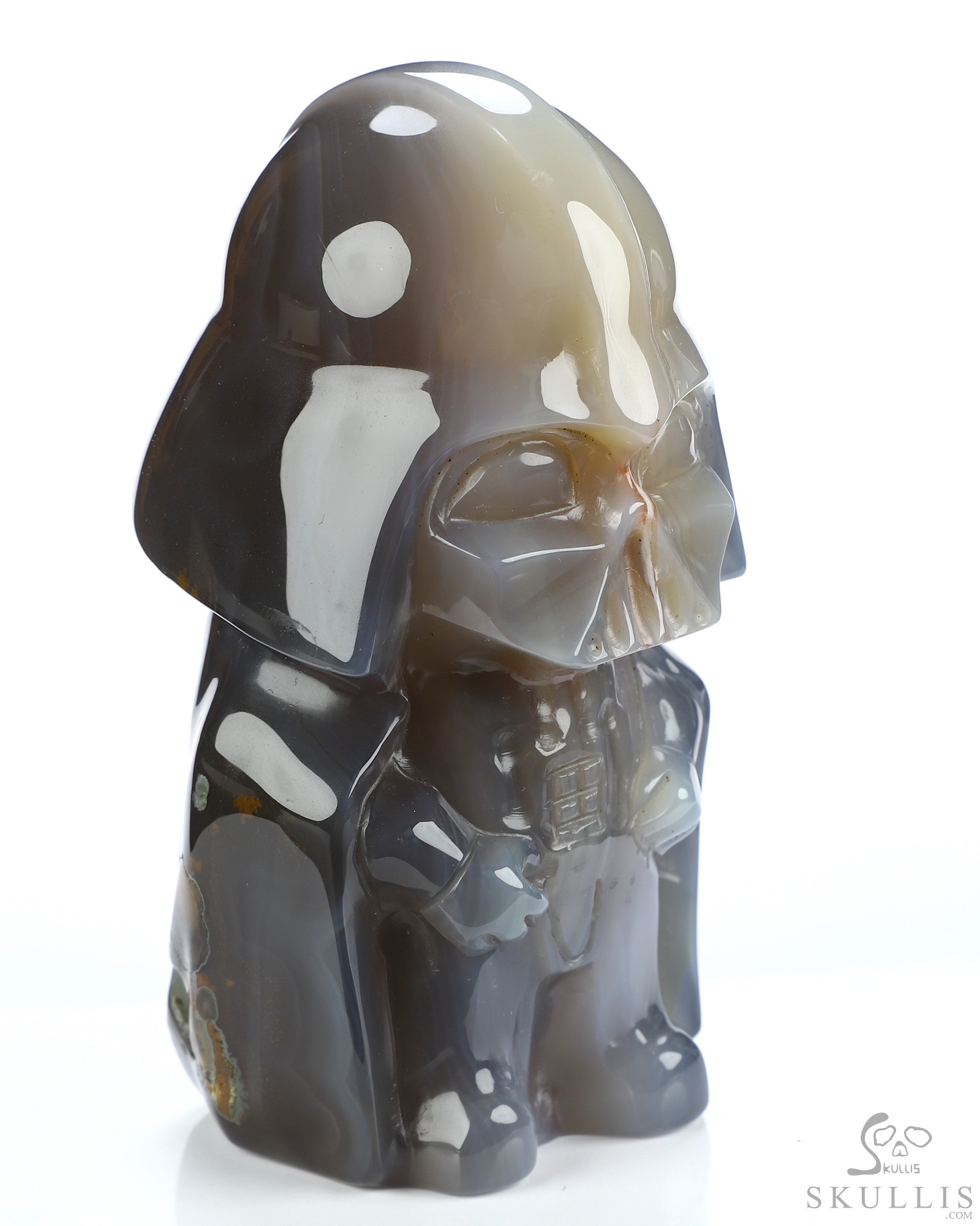 Darth Vader - 4.2" Premium Brazilian Agate Hand Carved Crystal Skull Fine Art Sculpture, Crystal Healing Darth Vader - 4.2" Premium Brazilian Agate Hand Carved Crystal Skull Fine Art Sculpture, Crystal Healing